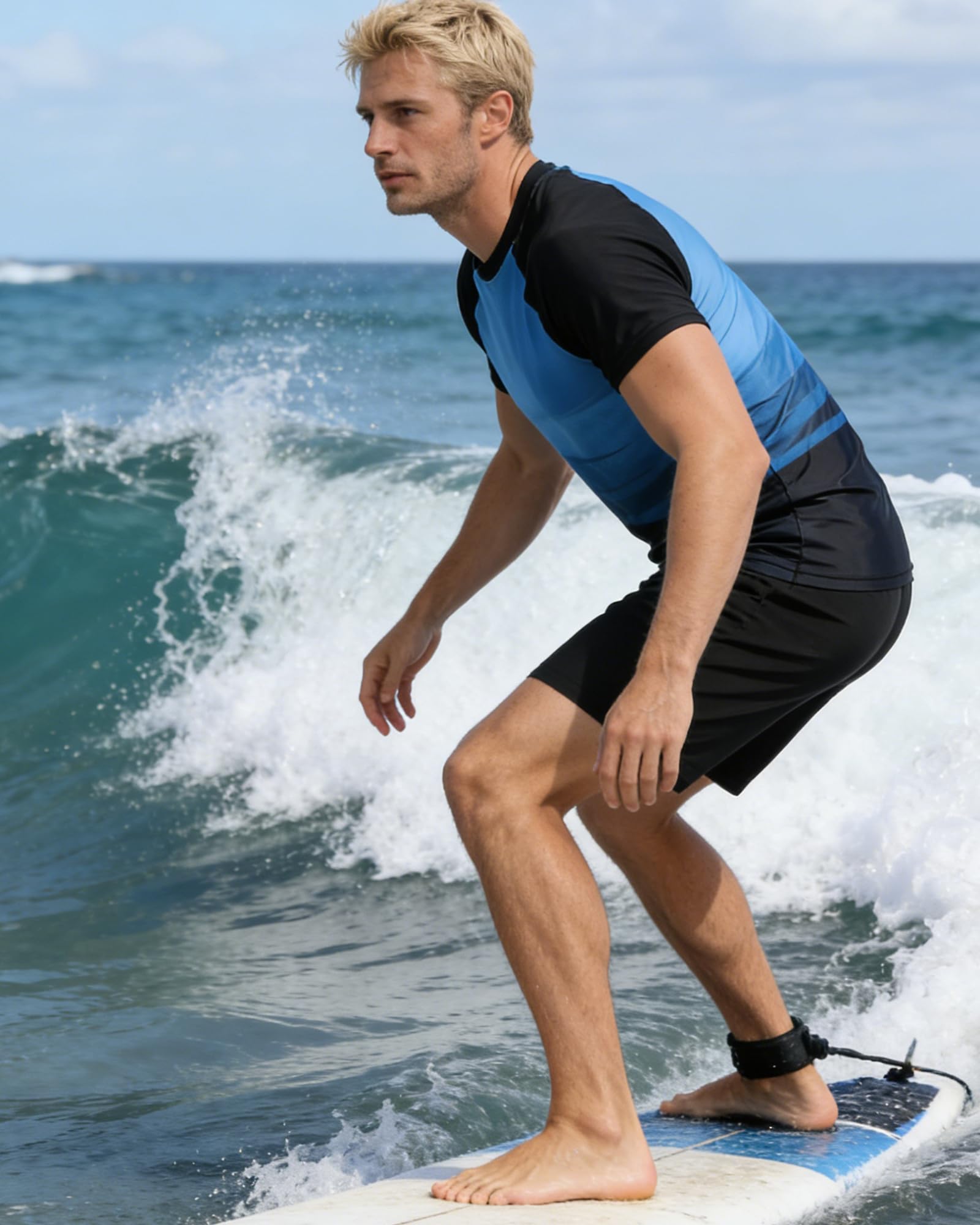 VAYAGER Maglietta da nuoto da uomo, a maniche corte, UPF 50+, ad asciugatura rapida, per acqua, spiaggia, protezione solare