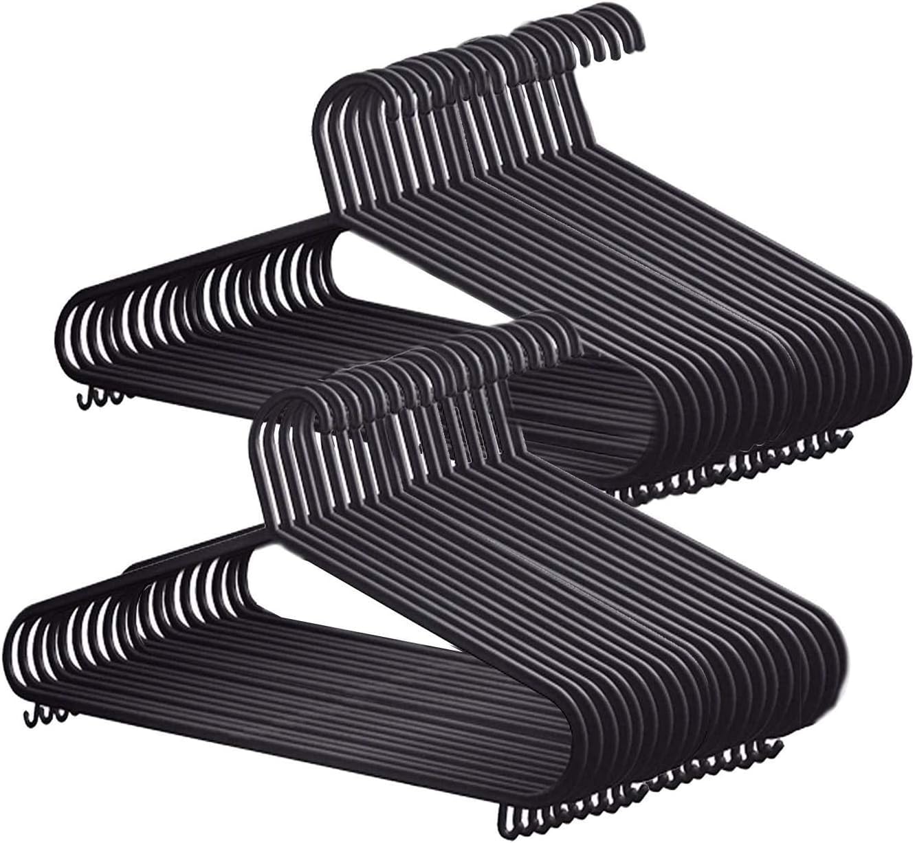 40 Pack Black Coat Hangers Strong Plastic NonSlip Adult Clothes
