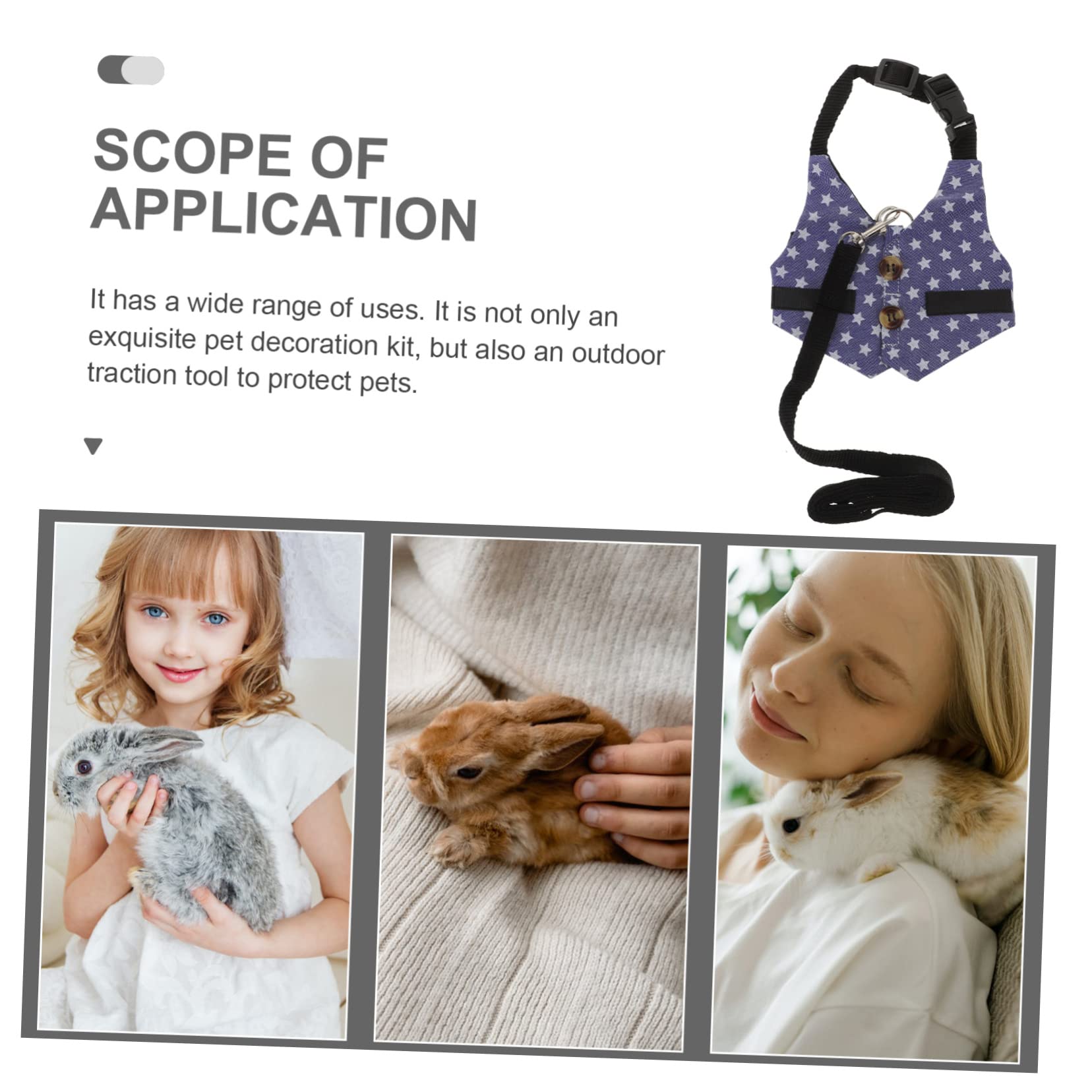 HOLIDYOYO 3 Sets Rabbit Vest and Leash Elegant Bunny Dress with Comfortable Harness for Small Pets for Outdoor Adventures and Pet Decorations