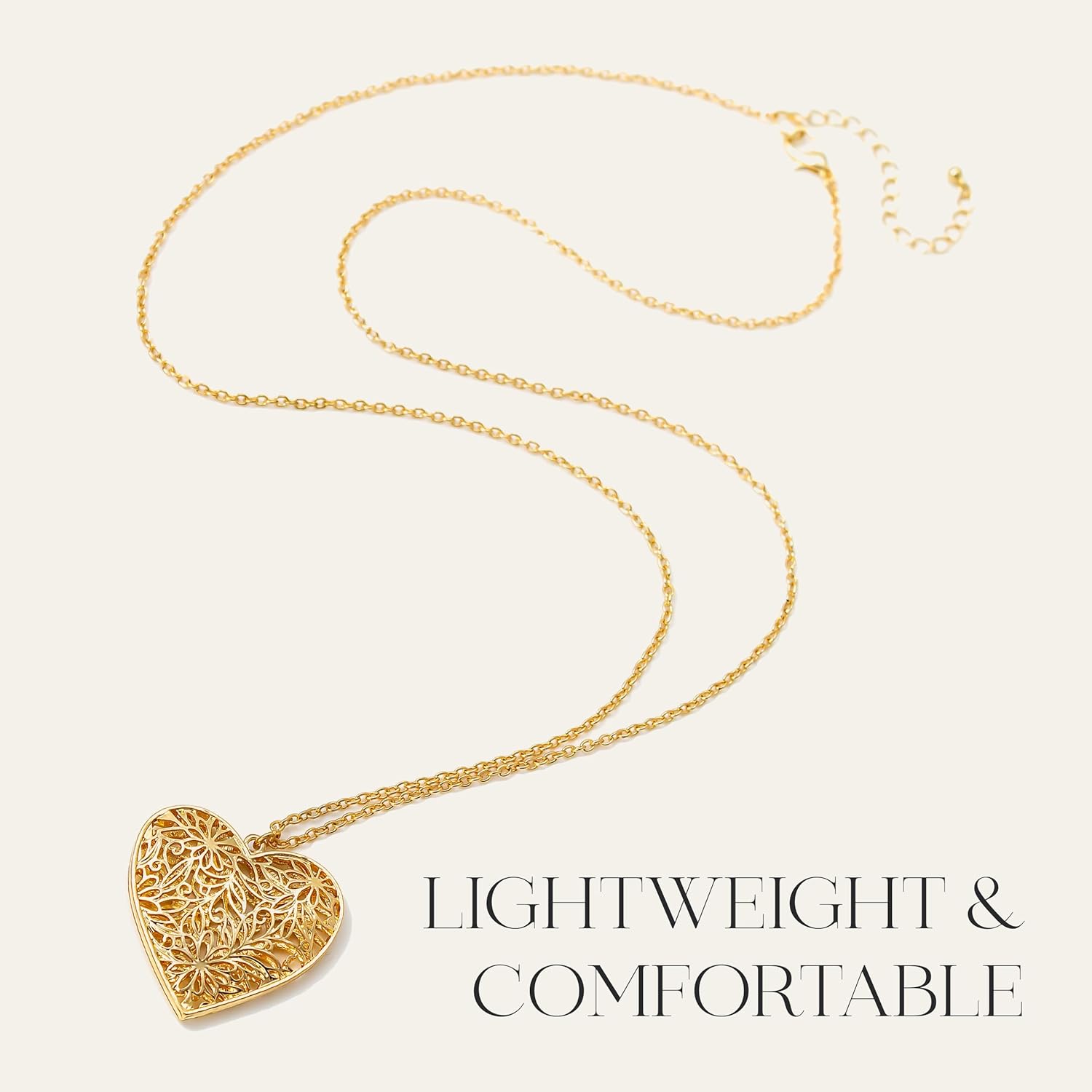 Jewelry Heart Pendant Necklace for Women, 18" Lightweight Chain, Gift-Ready, Elegant and Versatile Design - Image 4