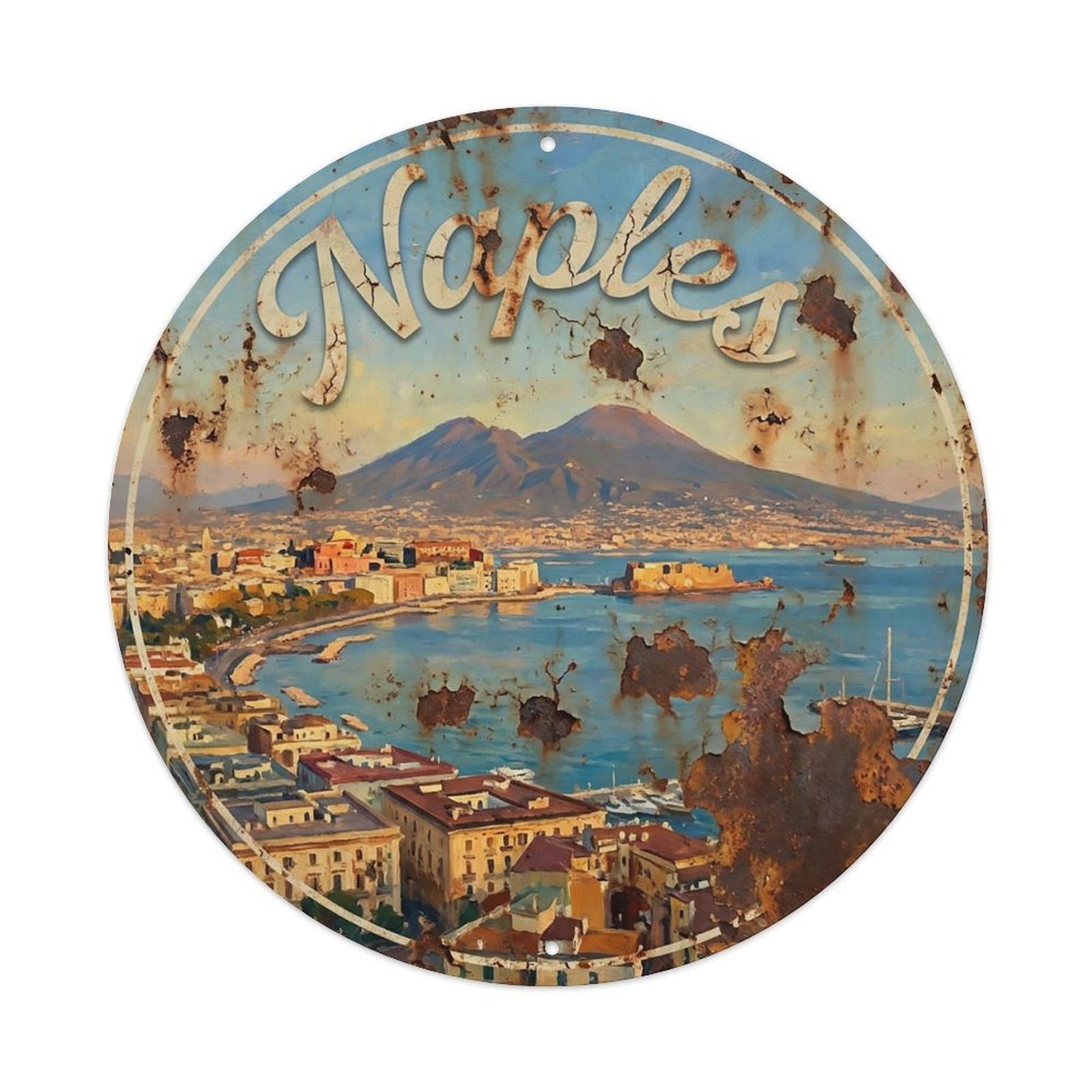 Travel Vintage Italy Naples Metal Tin Sign