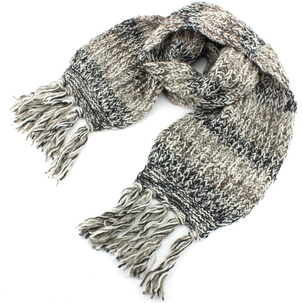 Loudelephant Brown & Black Mix Long Chunky Knit Wool Multi Mix Scarf