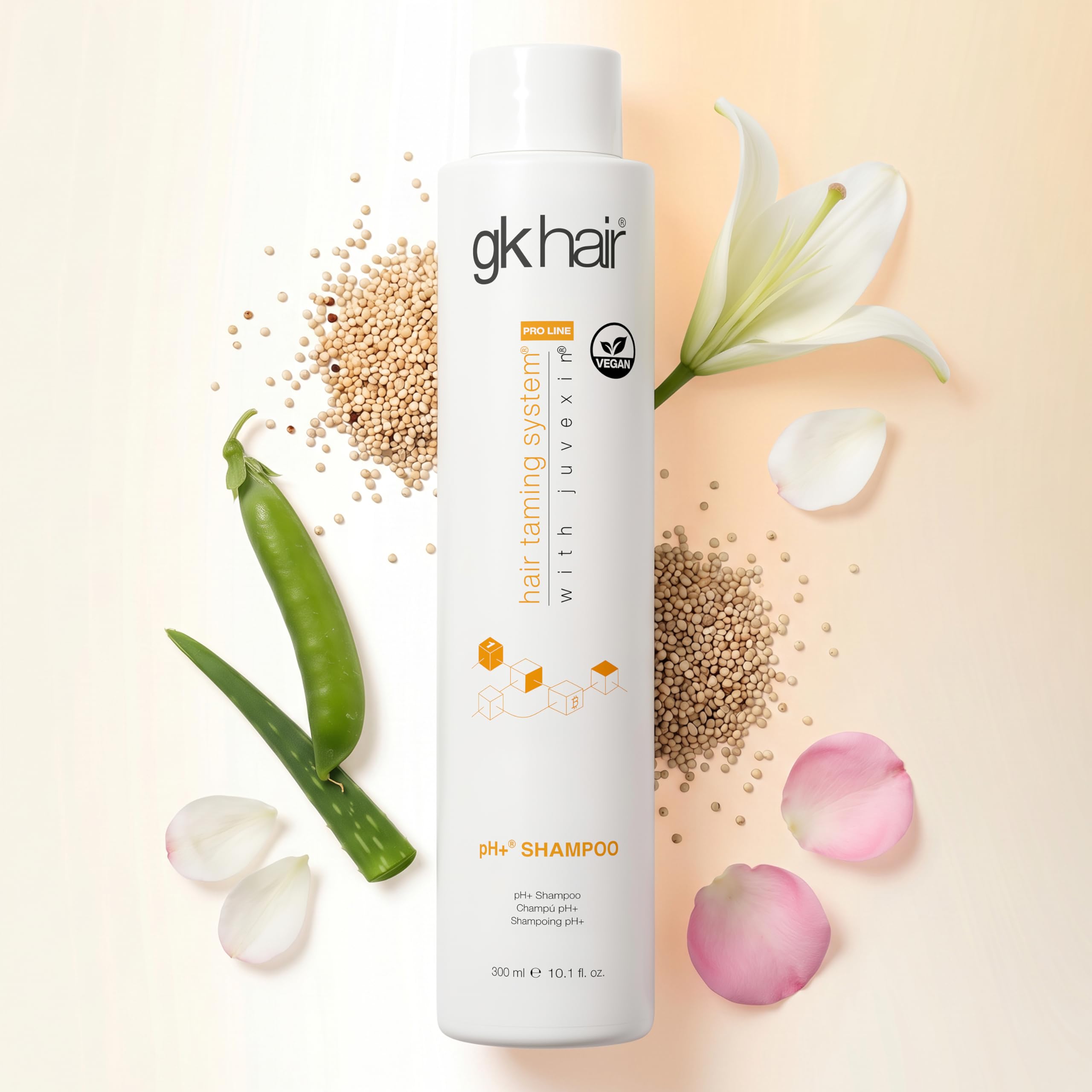 GK HAIR Global Keratin pH+ Pre-Treatment Clarifying Shampoo (10.1 Fl Oz/300ml) Para una limpieza profunda del cabello, elimina las impurezas con aloe vera, vitaminas y aceites naturales