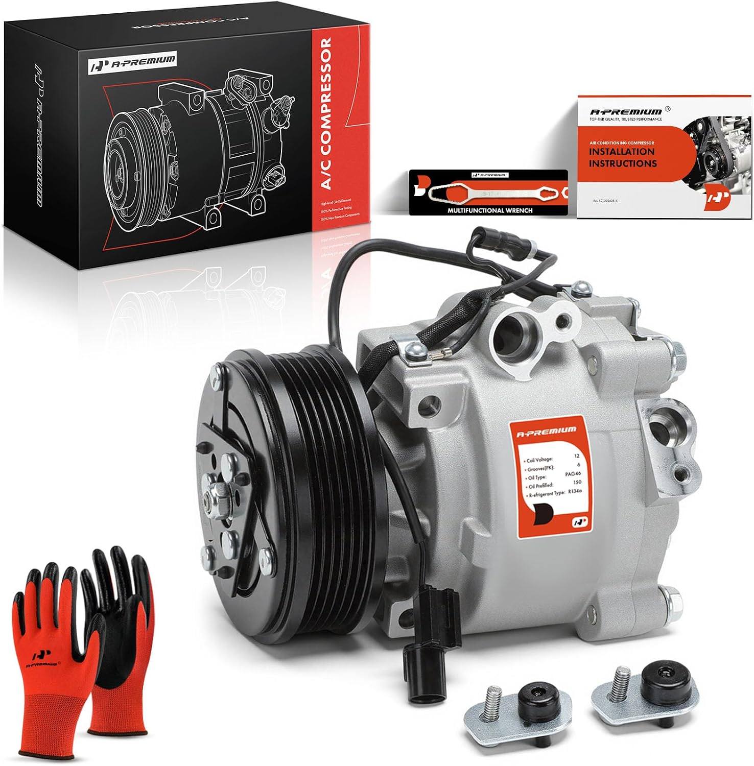 A-Premium Air Conditioner AC Compressor with Clutch Compatible with Mitsubishi Outlander 3.0L 2008-2017, Lancer 2.0L 2011-2015, with QS90 Compressor
