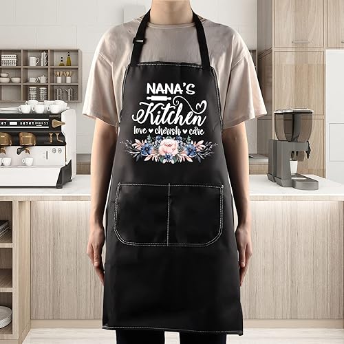 Miniatura 3 de WZMPA Nana - Delantal de cocina con bolsillos para abuela regalos de cocina para cocina para cocinar hornear