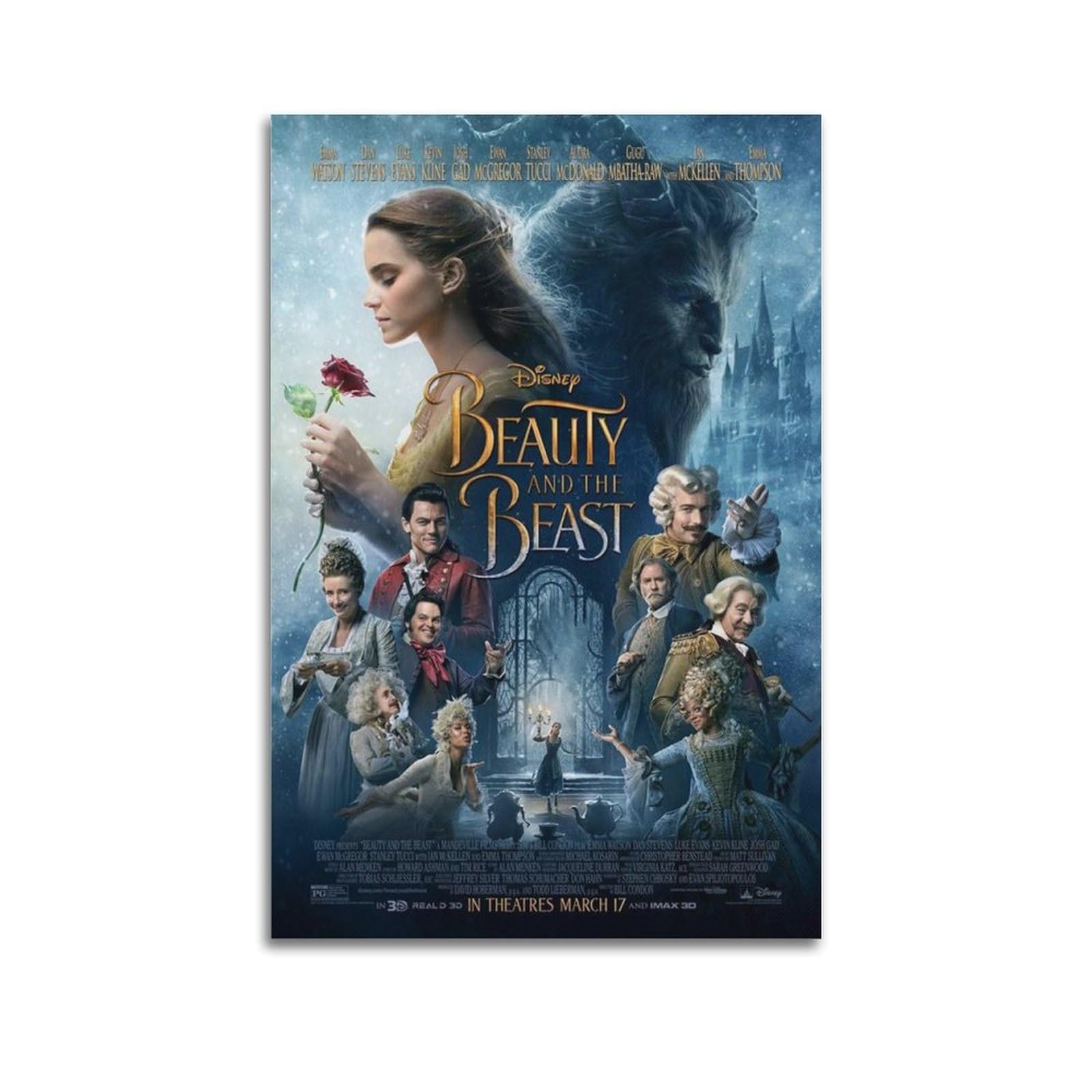 Tesuxyehh Unframe-Style Beauty And The Beast Movie Poster Poster Decorative Painting Canvas Wall Posters And Art Picture Print Modern Family Bedroom Decor Posters 08X12inch(20X30cm)
