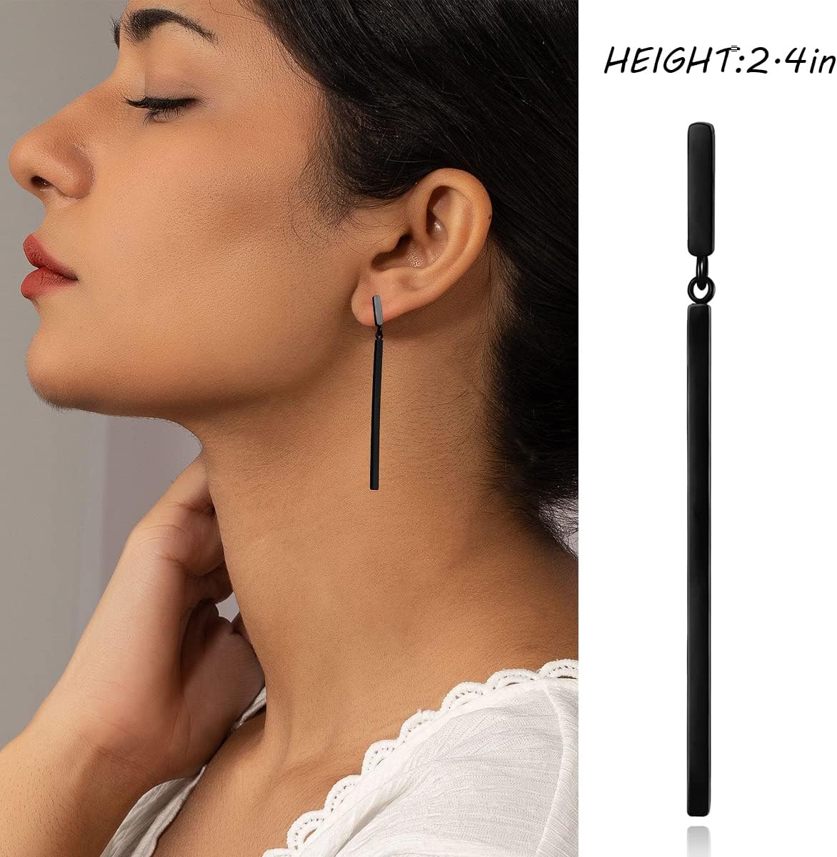 MUYAN Long Metal Bar Dangle Drop Earrings for Women Minimalist Vertical Bar Earrings - Image 3