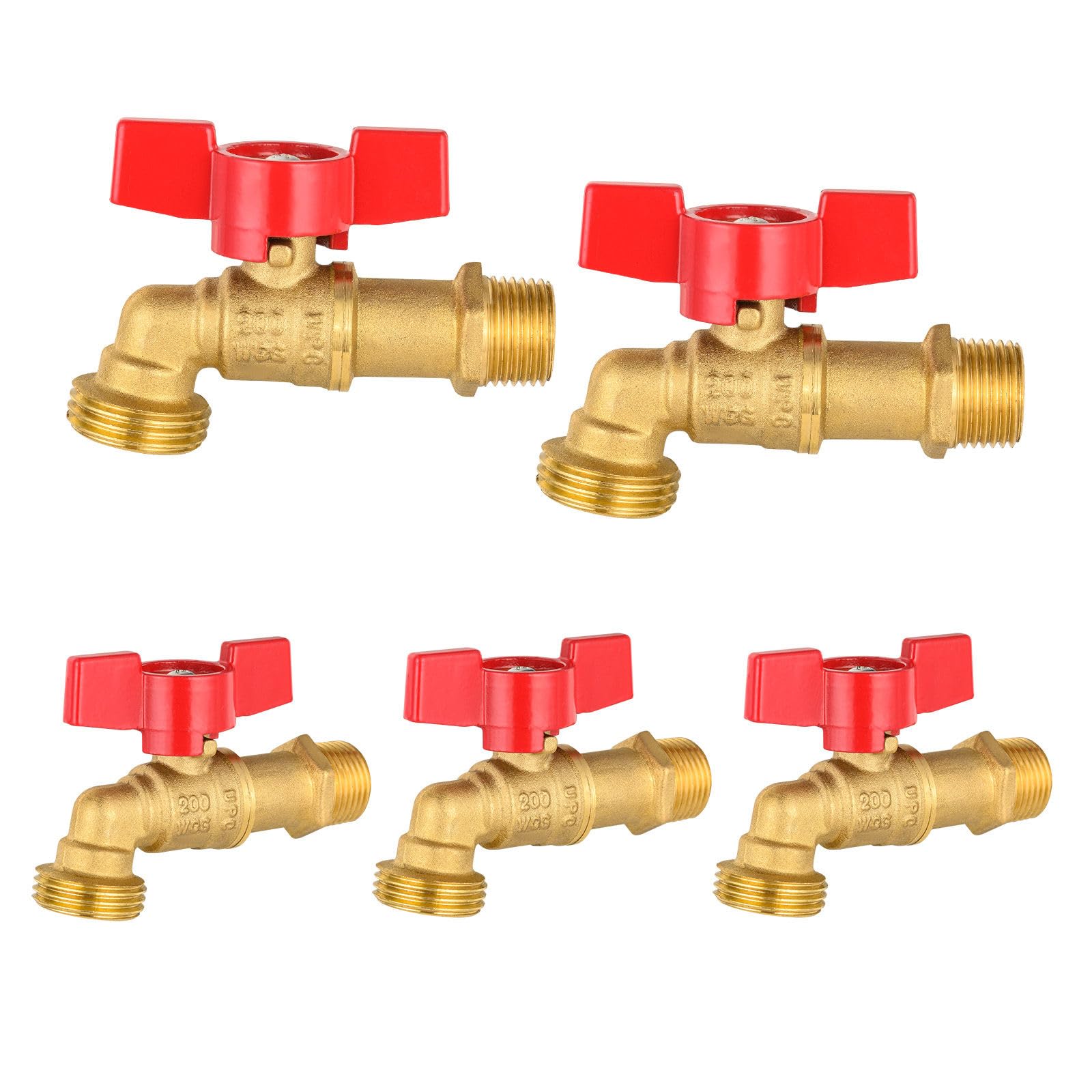 5 válvulas Seelink para manguera, 3/10.2 cm MIP x 3/10.2 cm MHT latón largo fontanería, para jardín, caldera y servicio de agua externo