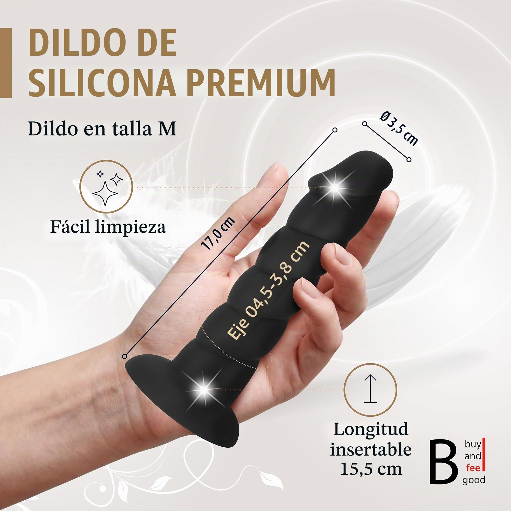 Consolador grande con correa de fijación, estilo arnés Strap-on de 14,0 cm, 17,0 cm o 21,0 cm, incl. sistema de cierre a presión para un fácil manejo, incluye consolador de silicona