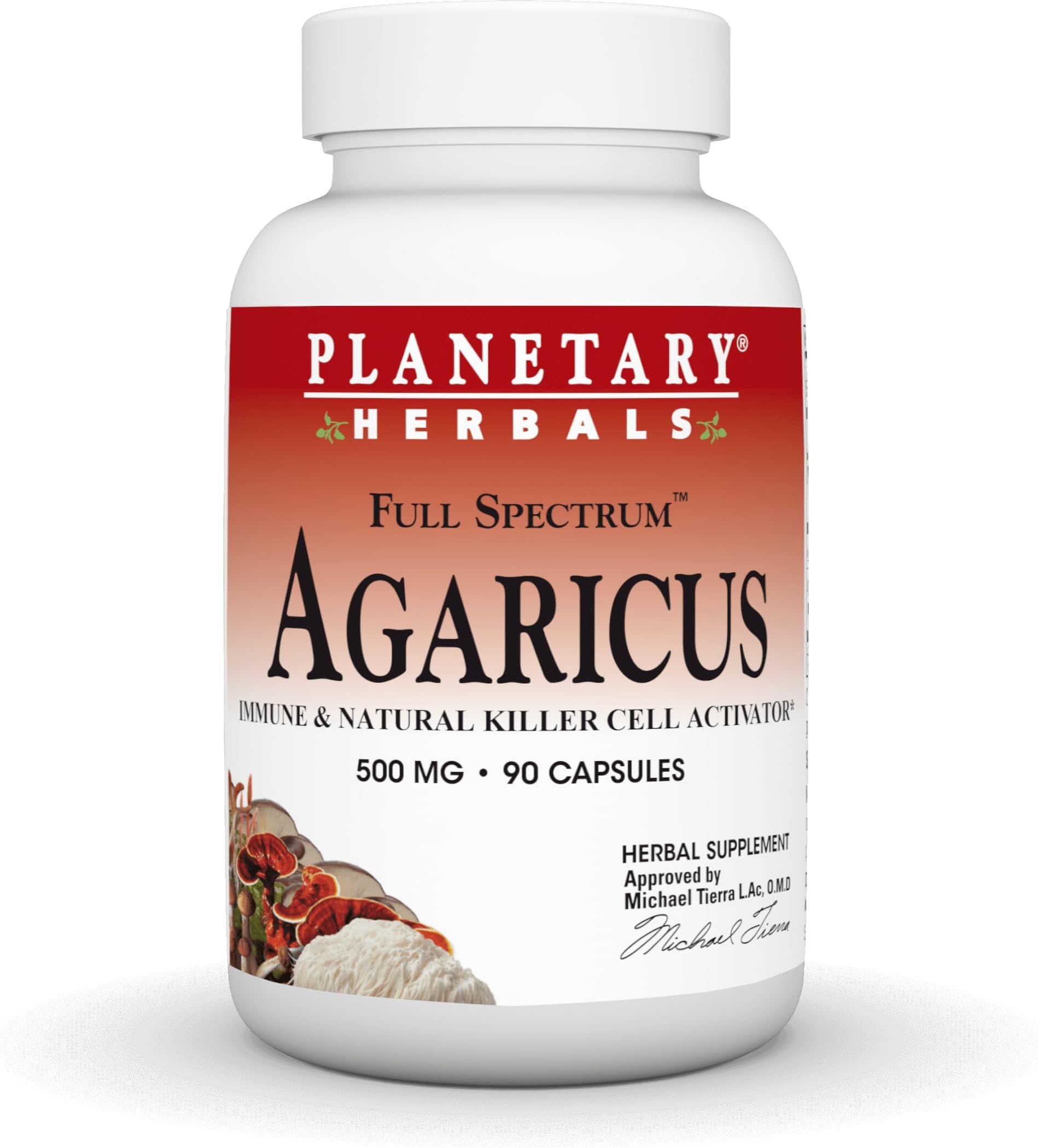 Planetary Herbals Agaricus Full Spectrum 500mg, Immune & Natural Killer Cell Activator, 90 Capsules
