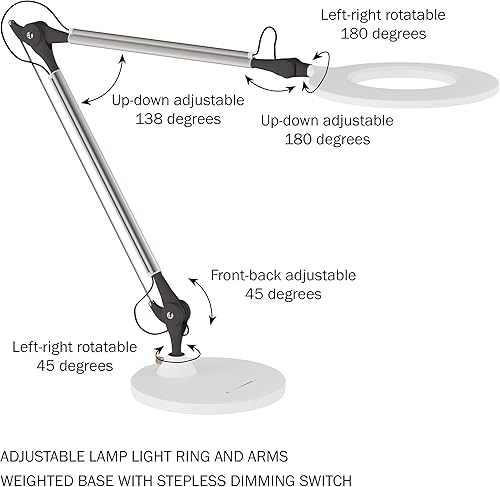 Miniatura 2 de Lavish Home Lámpara LED de escritorio, lámpara de arquitecto con brazo oscilante, iluminación solar natural ajustable para oficina en casa,