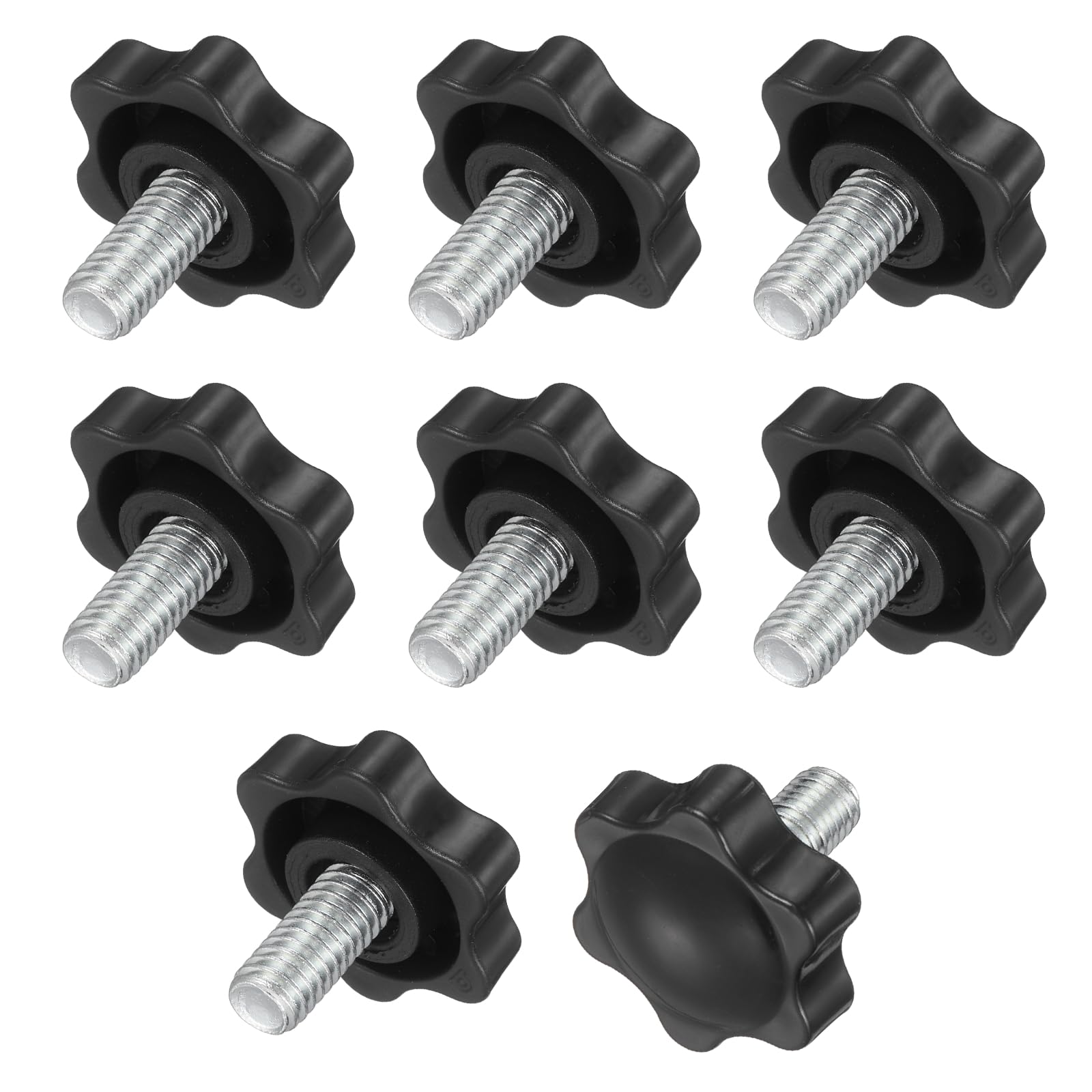 sourcing map 10Pcs 5/16"-18 Star Knobs, 0.6" Threaded Stud Plastic Male Clamping Knob Screw Hand Tightening Replacement Knob for Industrial Furniture Tools Jigs Clamps, Black