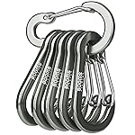 Booms Fishing CC1 Multi-Use Carabiner Clip, 6 Pack Small Caribeener Clips, Mini Keychain Caribeaner Clip 2 inch, Aluminum D Ring Carabiners, Gun Metal