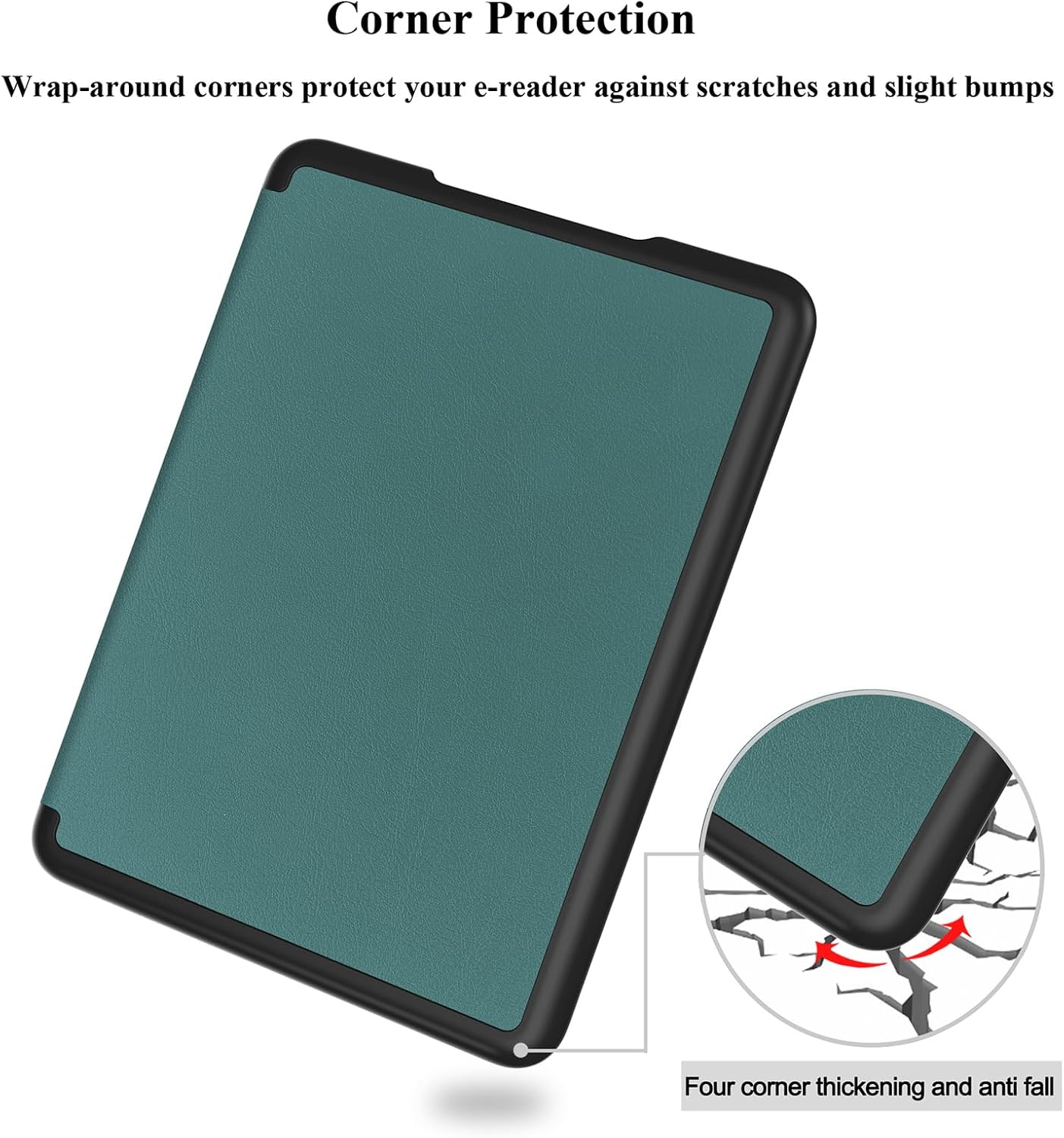 7" Kindle Paperwhite Case 12th Generation 2024 & Kindle Colorsoft Signature Edition 2024, UUcovers Ultra Thin Lightweight Smart Cover with Auto Sleep/Wake Slim PU Leather Shockproof Shell, Dark Green