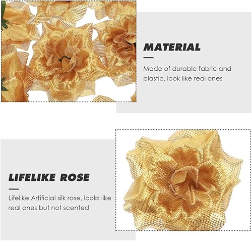 Miniatura 4 de Tinksky Cabezas de flores de seda para sombrero, ropa, álbum, adorno, paquete de 50 (dorado)