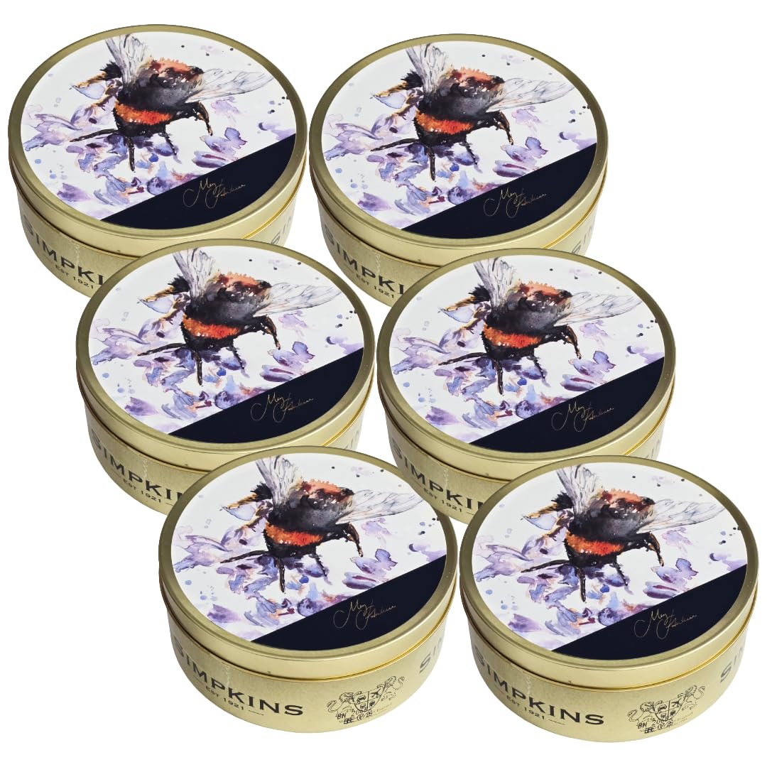 Simpkins - Meg Hawkins - Bee Tin with Mixed Fruit Drops - Travel Sweets 175g - Pack of 6 in Premier Life Store Box