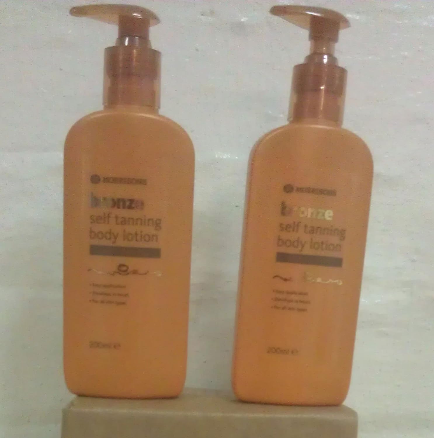 2 x Morrisons bronze self tanning body lotion with shimmer 2x200ml