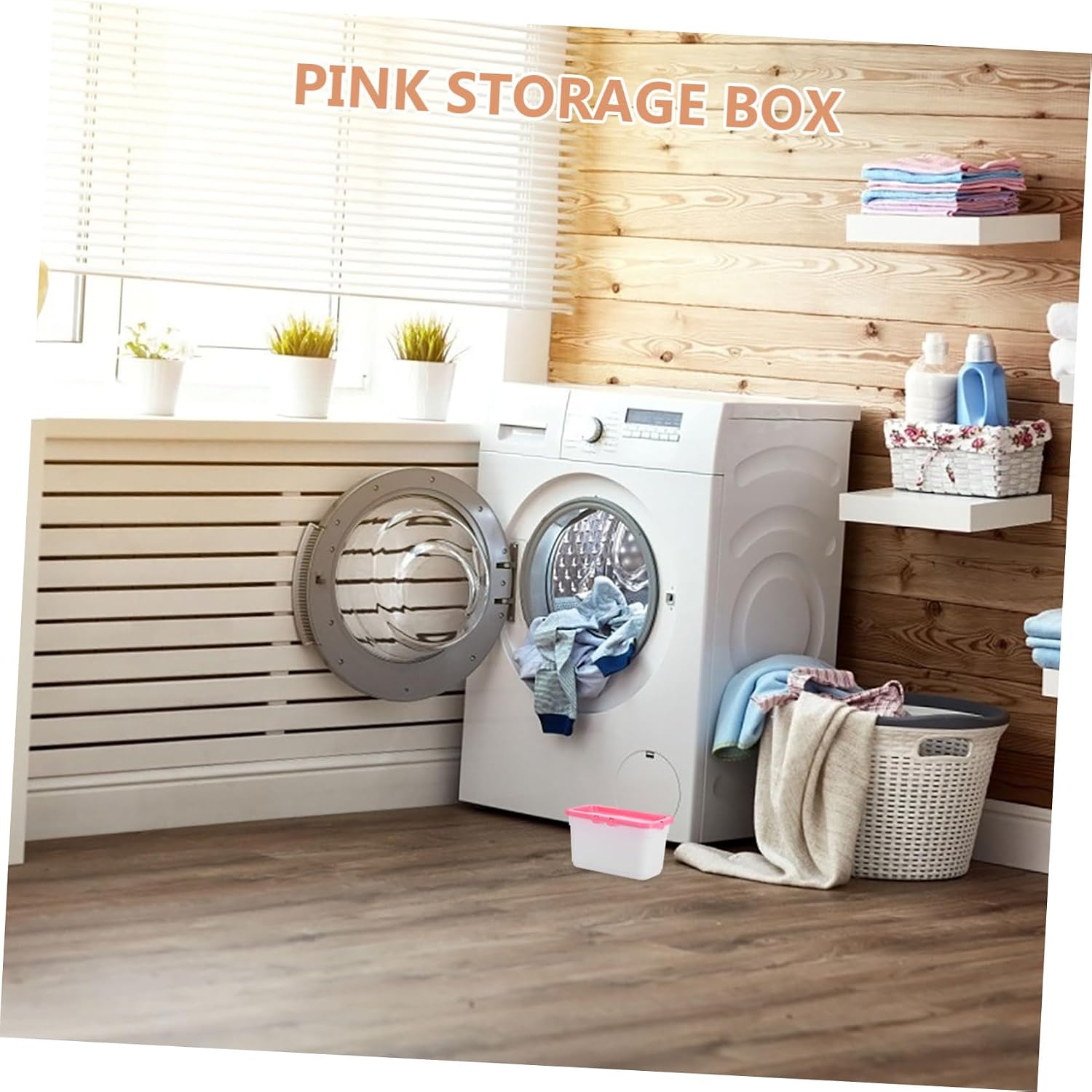 SOLUSTRE Storage Bin With Lid For Laundry Pod Scent Boosters Dryer Sheets For Laundry Room Organization Countertop Pod Holder For Beads