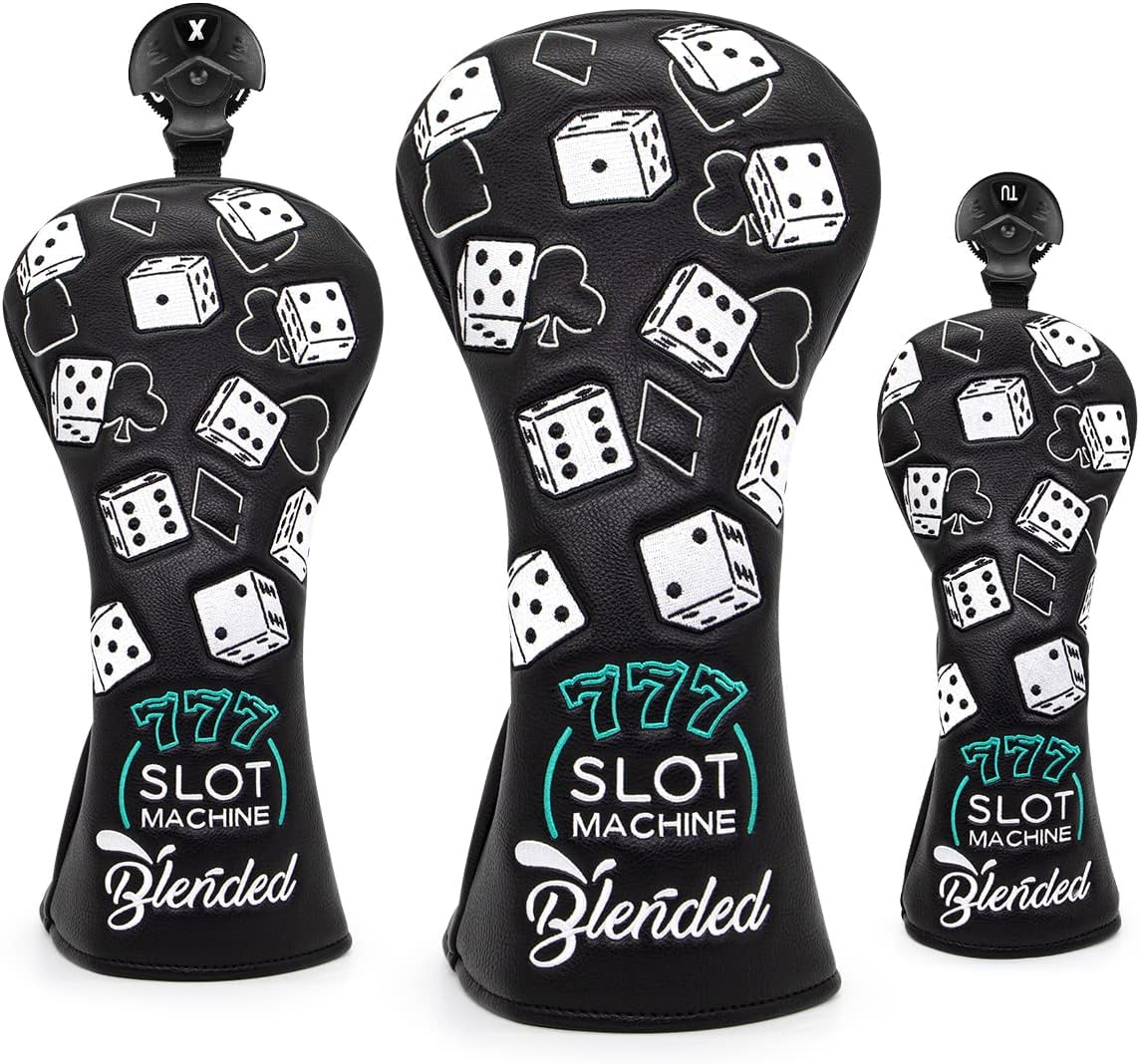 Golf Club Covers Lucky 777 Blade Putter Headcover Golf Driver Covers Fairway Wood Headcover Hybrid Head Cover Blade Putter Cover Leather 3 Wood Headcovers Golf Headcovers for All Brand