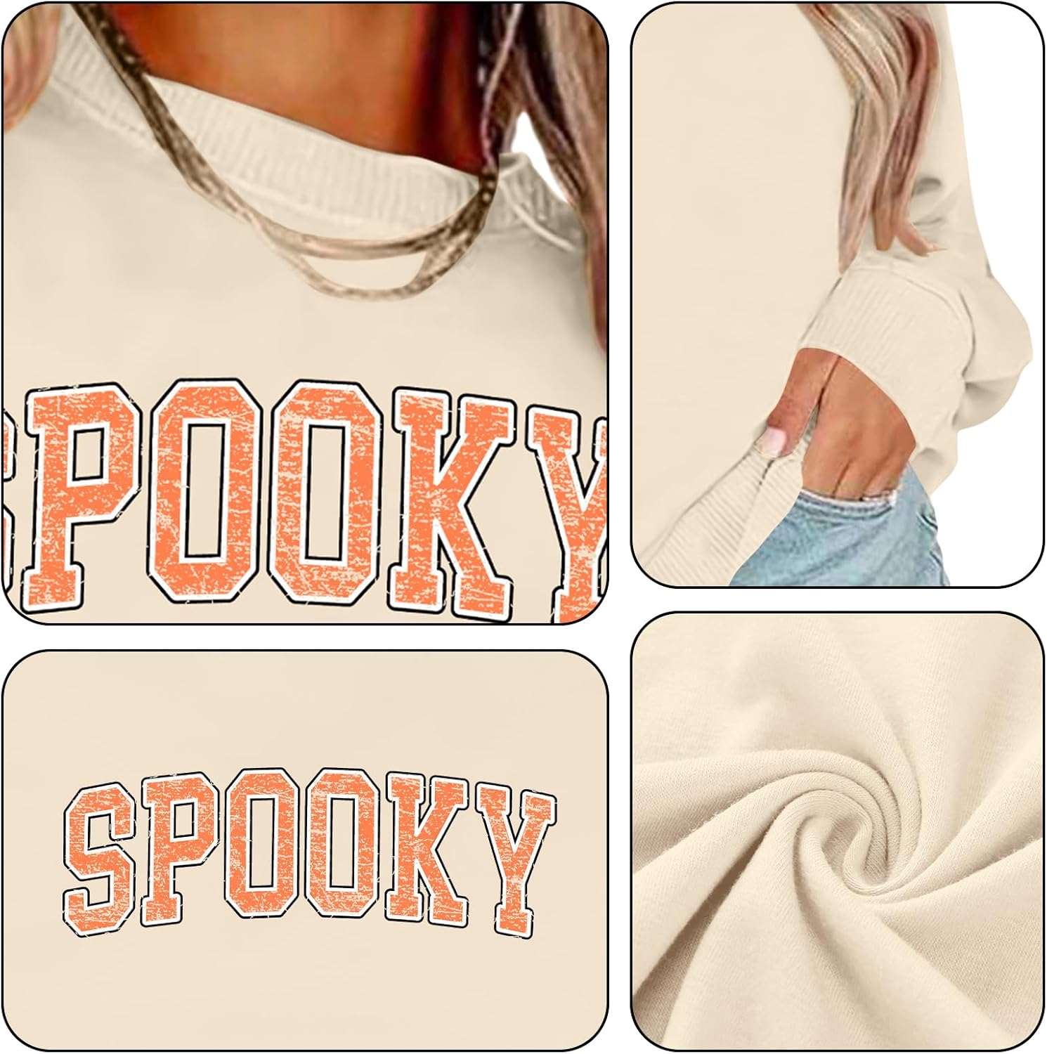 Halloween Sweatshirts Women: Spooky Season Sweatershirt Ghost Shirts Fall Sweater Pullover Top - Image 6
