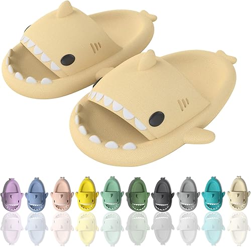 sharllen Sandalias de tiburón para mujeres y hombres, lindas sandalias de caricatura antideslizantes con puntera abierta, sandalias de verano