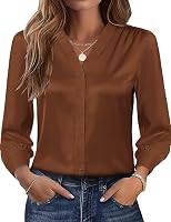 Rapbin Women's Satin Silk Button Down Shirt Long Sleeve V-Neck Blouse Dressy Casual Work Office Top 2025