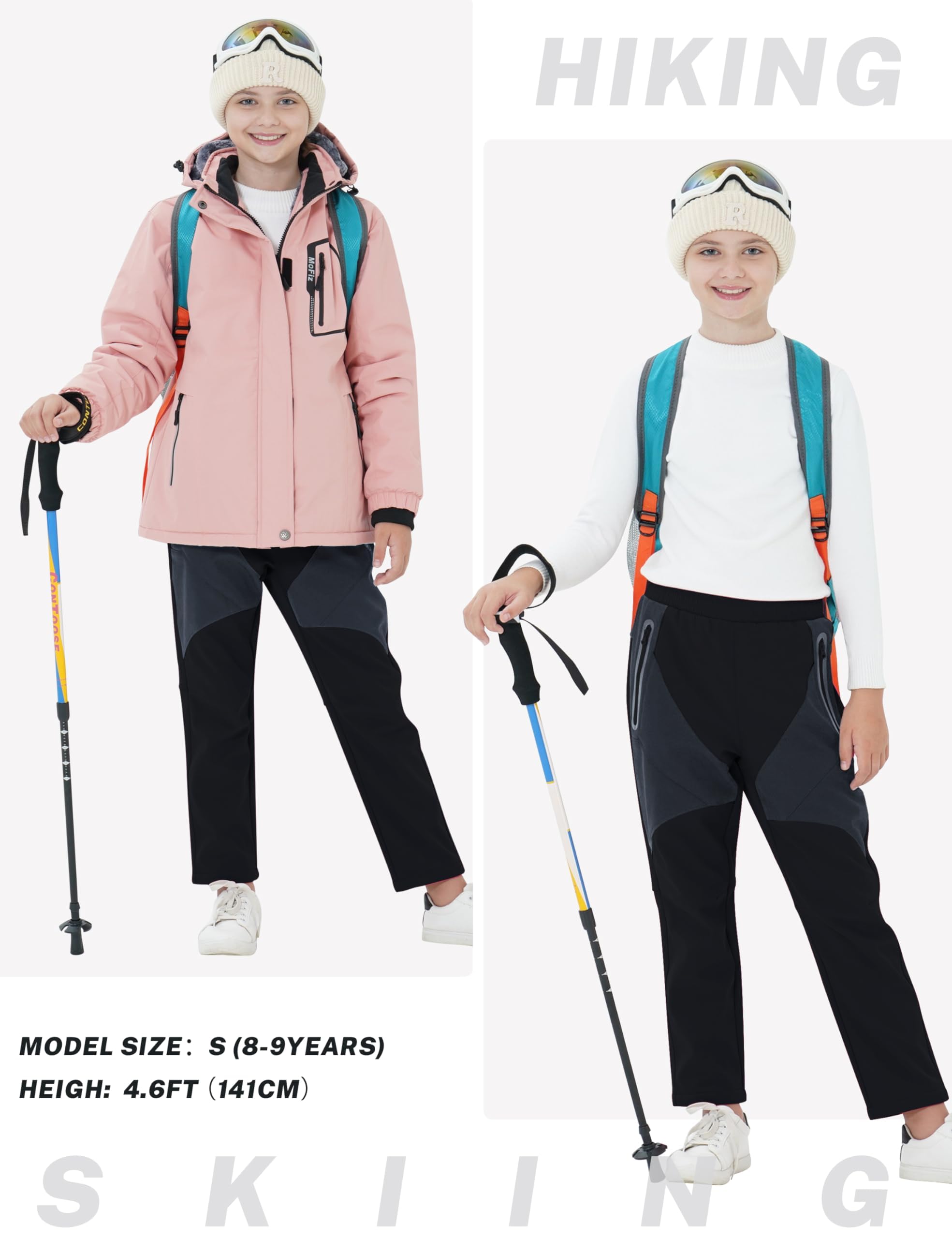 MoFiz Pantaloni Trekking Bambino Pantaloni Softshell Pantaloni Neve Pantaloni Sci Ragazzo Impermeabili Pantaloni da Invernali Pantaloni Escursionismo