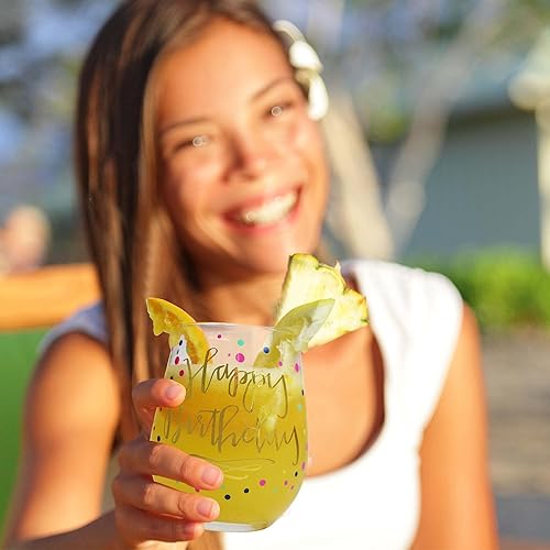 Miniatura 6 de Your Dream Party Shop Copa de vino de feliz cumpleaños, 22 onzas, sin tallo con impresión dorada, regalo para adultos y mujeres, tazas de feliz