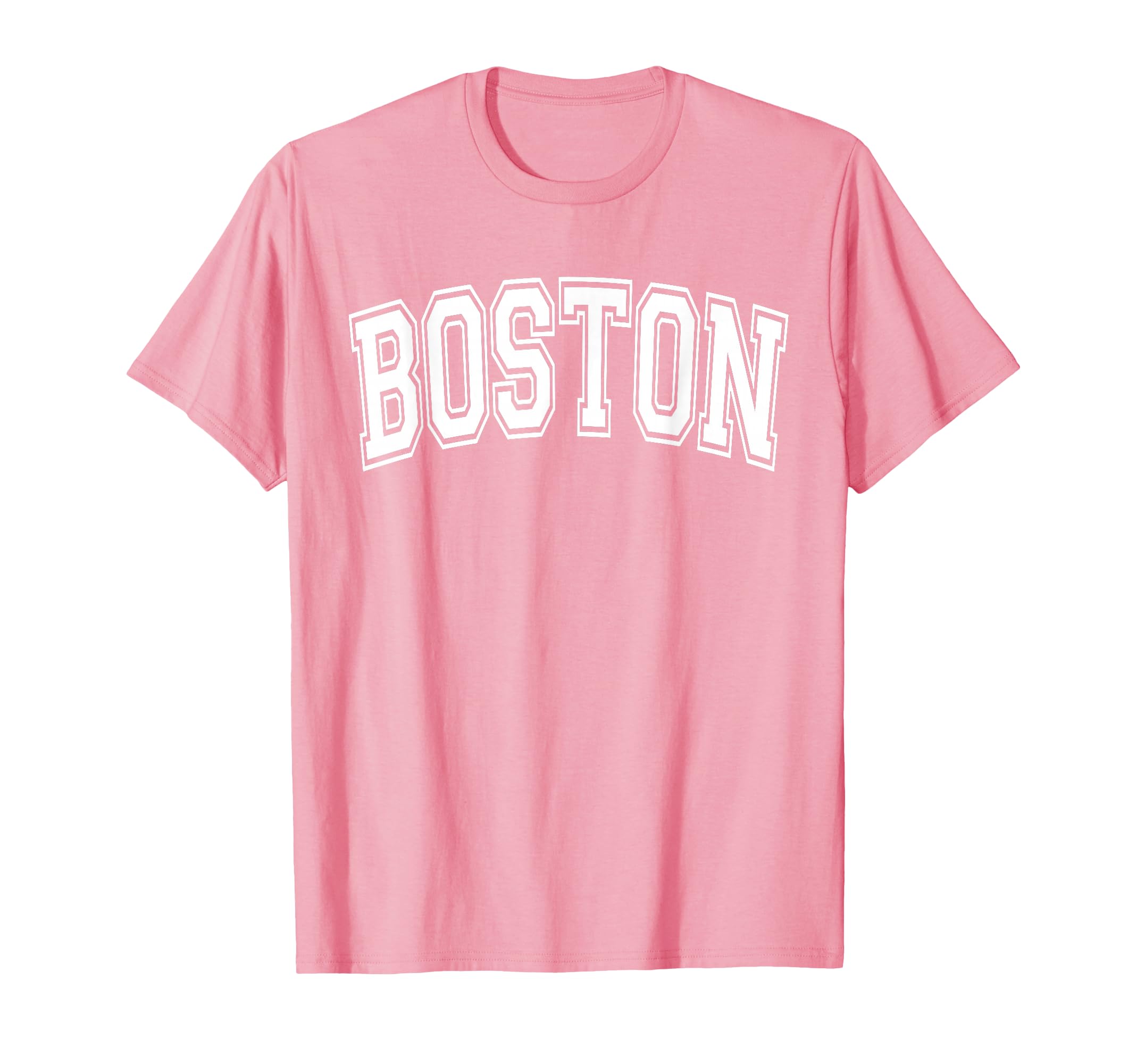 Boston Arched Style Pink with White Text T-Shirt