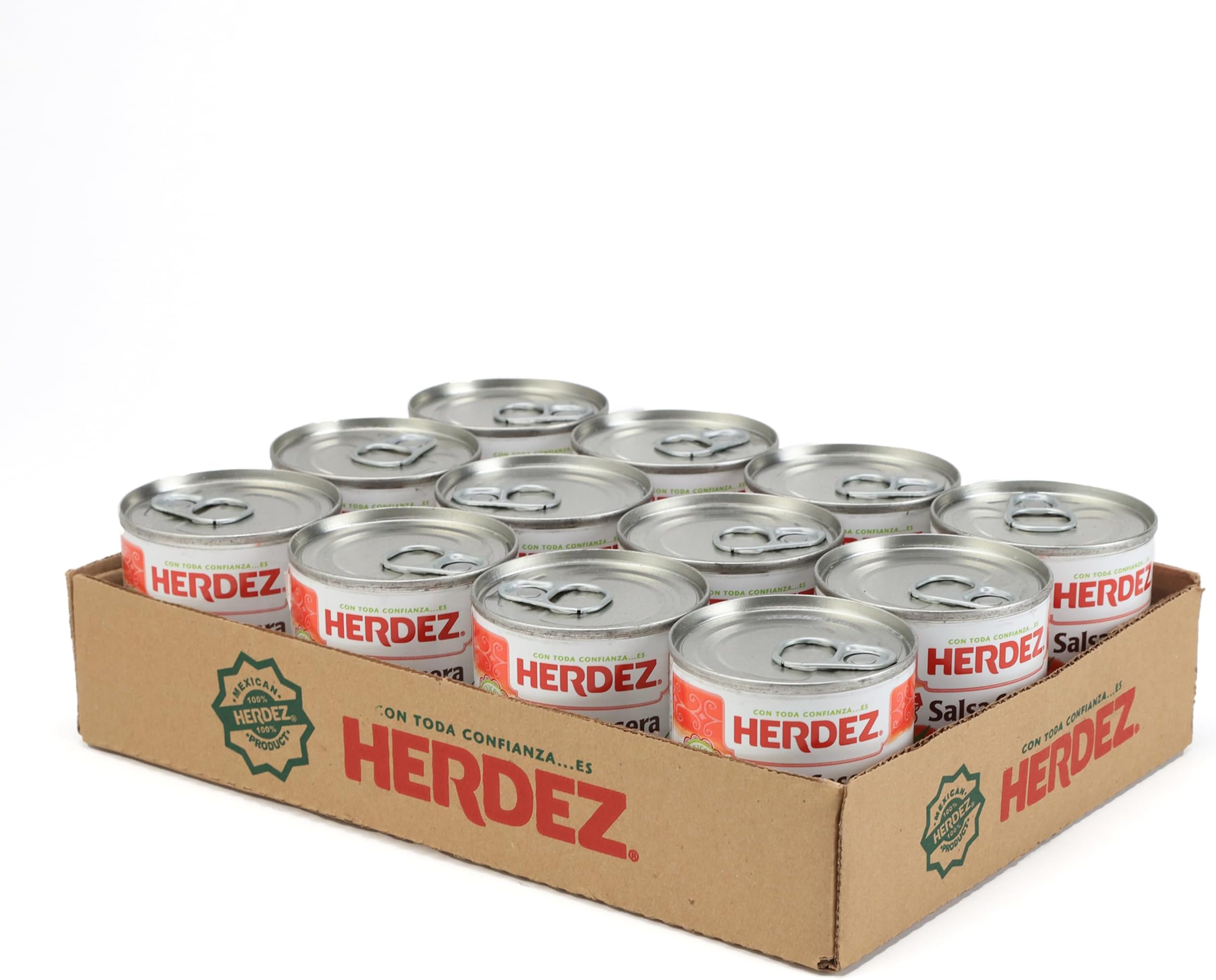 Salsa Casera, Hot, 7 oz Can (12 Pack) - Authentic Mexican Homestyle Salsa, Perfect for Tacos, Chips & Dips