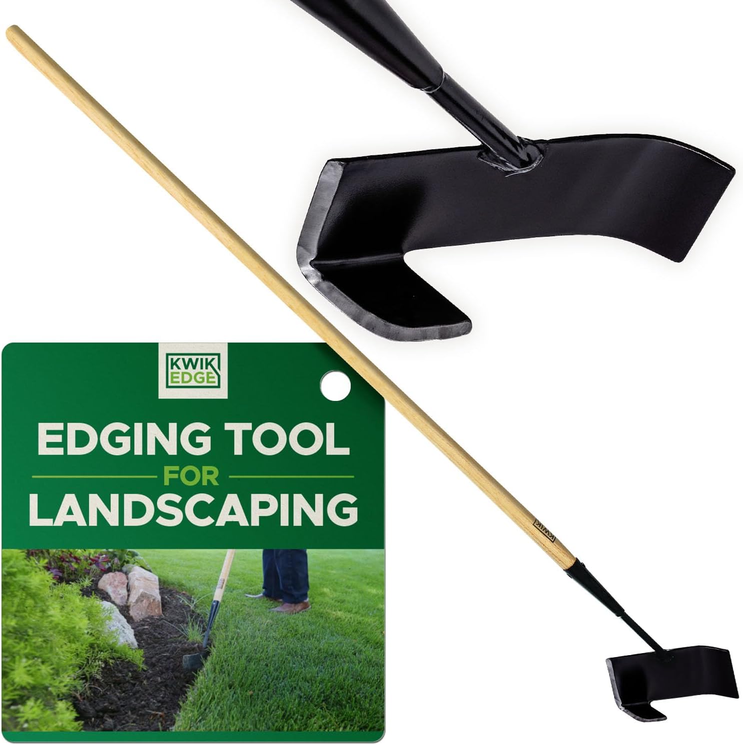 Lawn Edger for Landscaping - Manual Edgers, Edging Shovel for Precise Clean Borders, Manual Edger Lawn Tool, Long Handle Garden Edgers for Landscaping, Flower Beds & Pathways - KWIK EDGE Tool