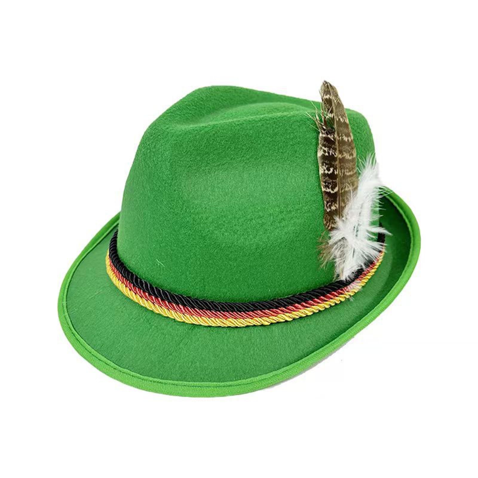 Oktoberfest Hat Brown German Bavarian hat with Feather