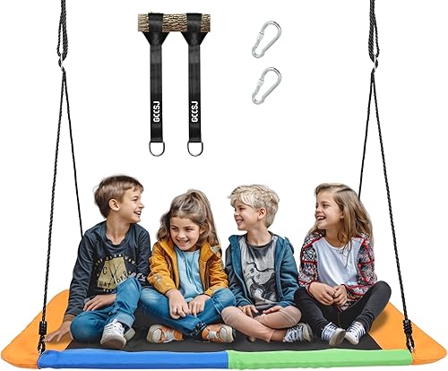 GCCSJ Columpio de árbol de plataforma grande de 800 libras y 60 pulgadas para niños y adultos con 2 correas para colgar en árboles