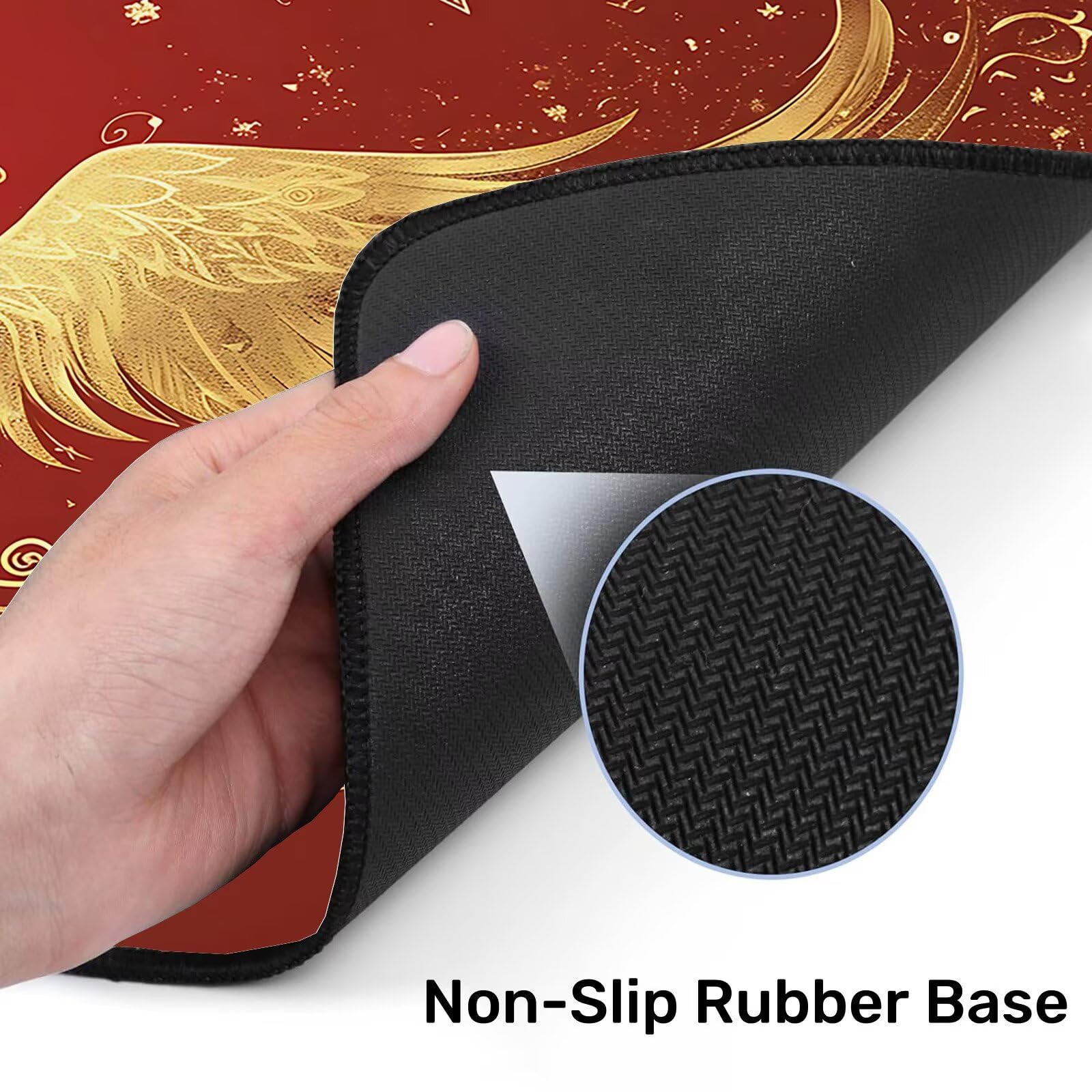 Alfombrilla Ratón Gaming, 1500x600x4 mm Alfombrilla Ratón XXL Fénix de Fuego, Impermeable Alfombrilla Escritorio con Tela de Micro Tejido Superior, Base Antideslizante, Mousepad para Juego (Rojo) U-0