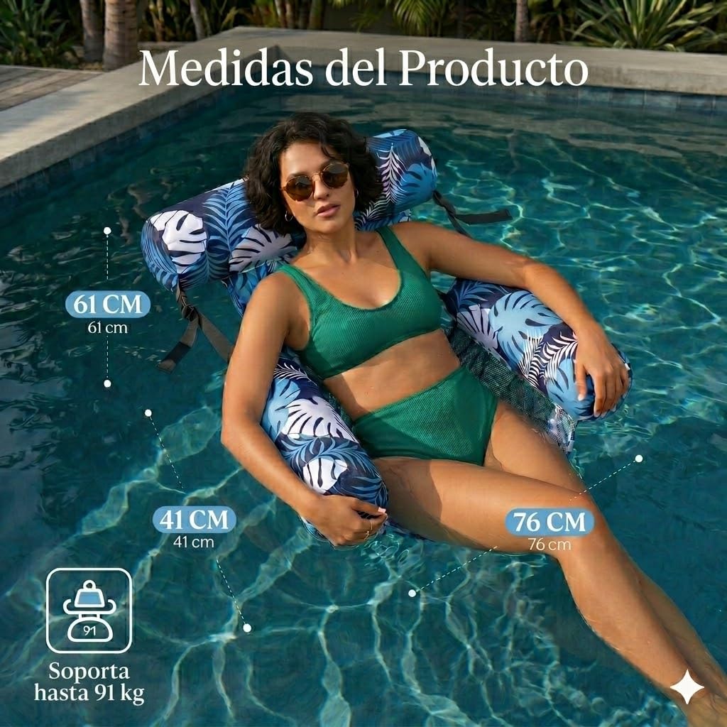 X2 Hamaca Flotante Piscina, Tamaño para Adultos, Hamaca Hinchable Piscina. Flotadores 4 En 1 De Uso Múltiple para Natación, Colchonetas Y Sillas Flotantes