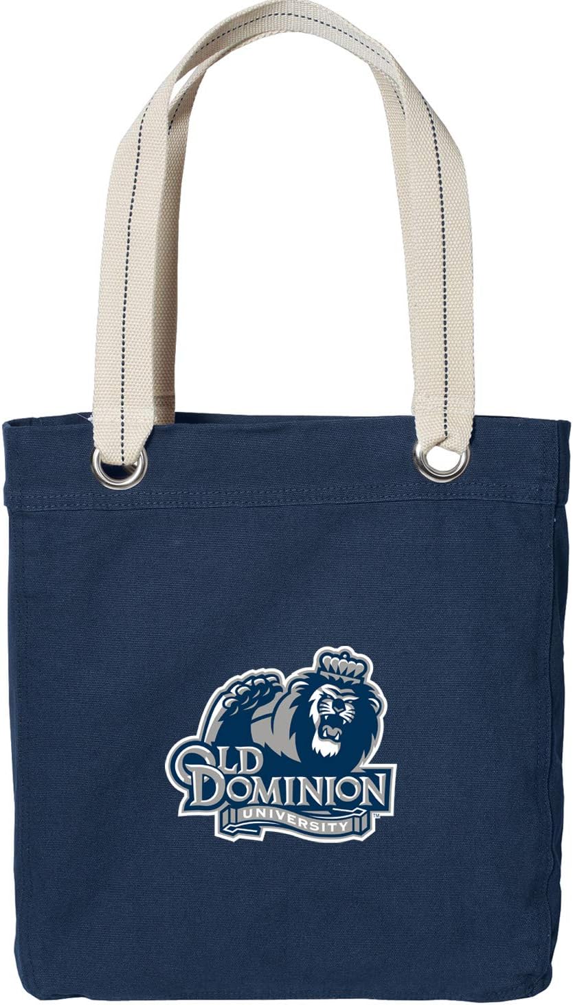 Broad Bay ODU Tote Bag Rich Dye Washed Navy Cotton Canvas Official Old Dominion University Shoulder Bags