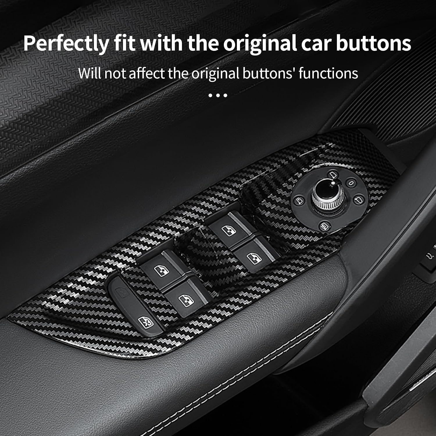 Window Lift Button Frame Panel Compatible with Audi Q5 2018-2025, Window Lift Trim Switch Cover, Window Switch Button Decorative Panel Cover for Audi Q5 Sportback, ABS Carbon Fiber Q5L Accessories