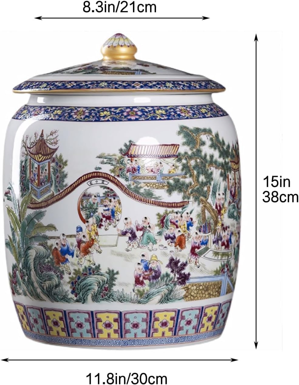 ELEFOCUS Rice Dispenser Large Ceramic Jar For Rice, Ceramic Rice Bucket With Lid, Food Containers Jar, Household Rice Barrel With Lid(5)