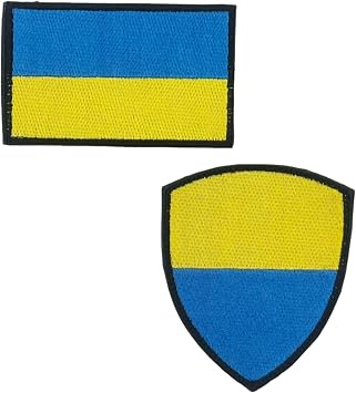 2 Pack Ukraine Flag Embroidered Patches Ukrainian Rectangle and Shield Shape Emblem Tactical Patches for Military Backpack Hat Jacket Decorations