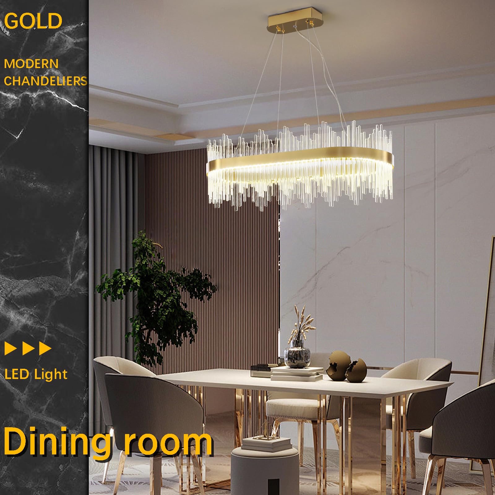 LáMpara De ArañA De Cristal Moderna, LáMpara Colgante Led Dorada, LáMpara De Techo Semiempotrada Para Cocina, Sala De Estar, Dormitorio, Pasillo, Escalera, 80 CM