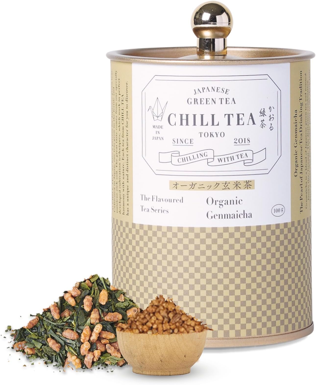 Genmaicha by CHILL TEA Tokyo - 100% Japanese Green Tea - Fresh, Toasty Flavour (100g)