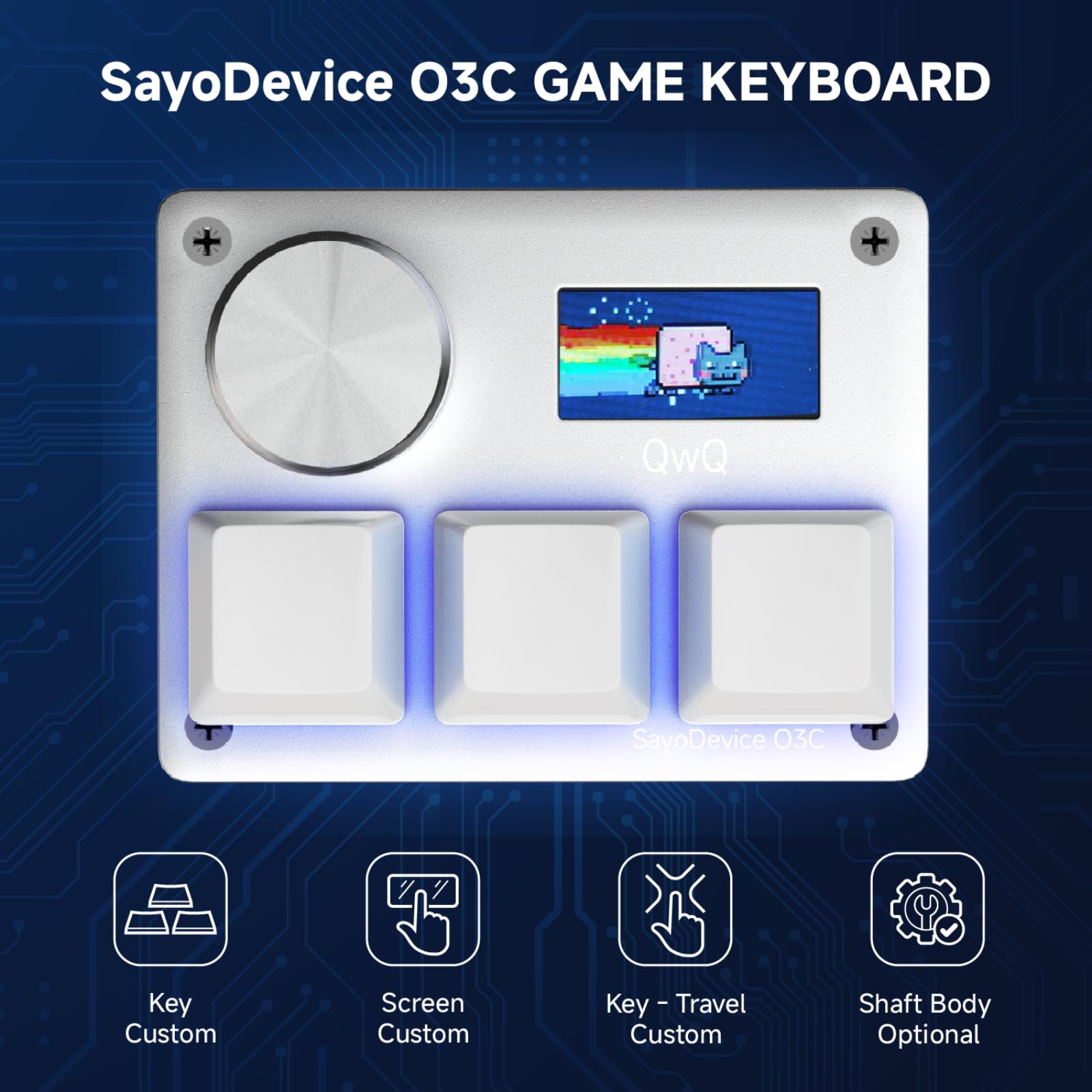 Klawiatura O3C Rapid Trigger Z Przełącznikiem Halla Do OSU Geometry Dash | Gry rytmiczne z pokrętłem i ekranem, miniaturowa klawiatura makro z funkcją Hotswap, magnetyczne przełączniki liniowe