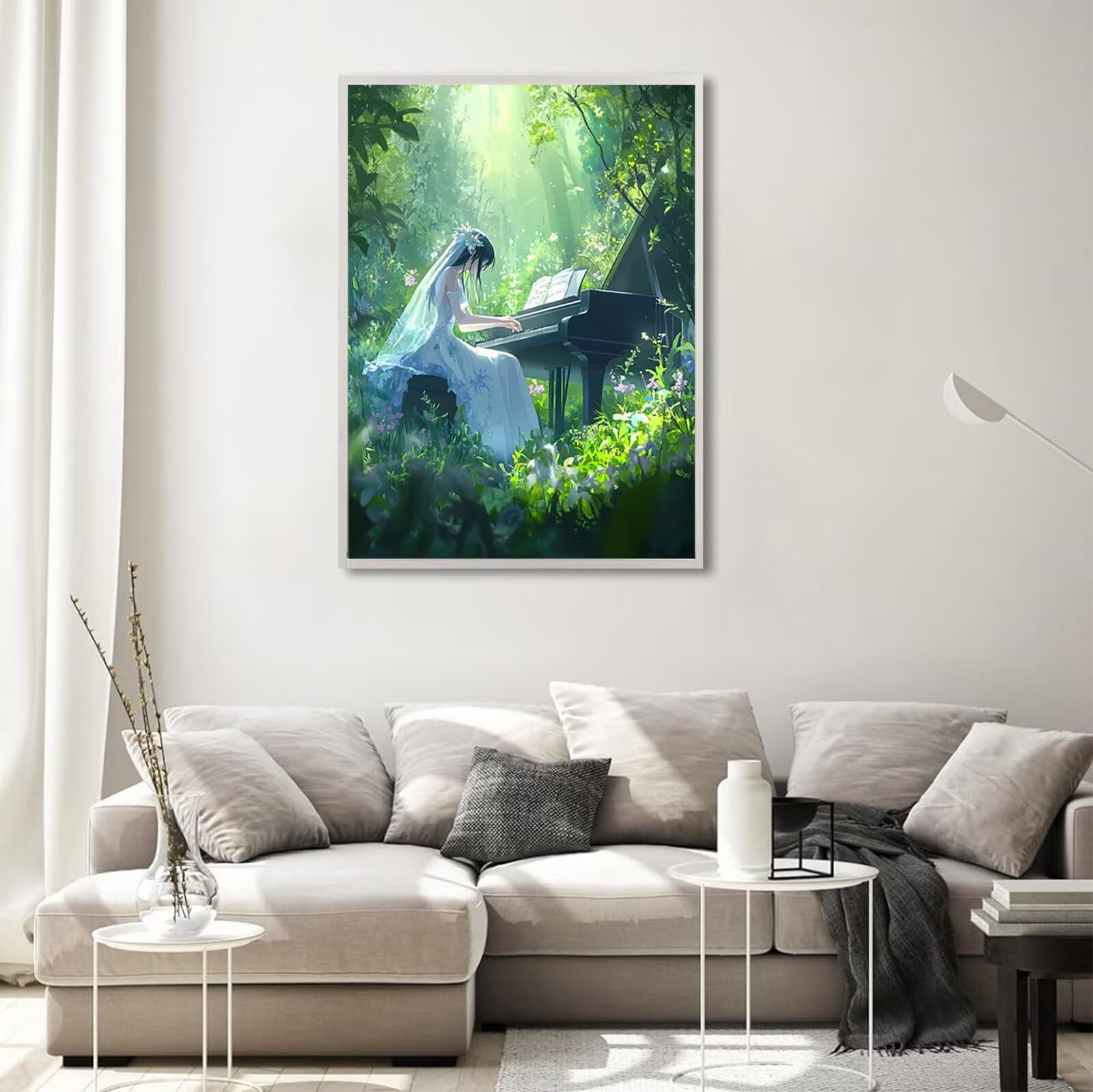 Diamond Painting Erwachsene Frau 5D Diamond Painting Grün DIY Set Erwachsene Anfänger, Vollbohrer Diamanten Malerei Stickerei Kreuzstich Bastelset für Zimmer Wand Deko Schlafzimmer 80x120cm, Model746
