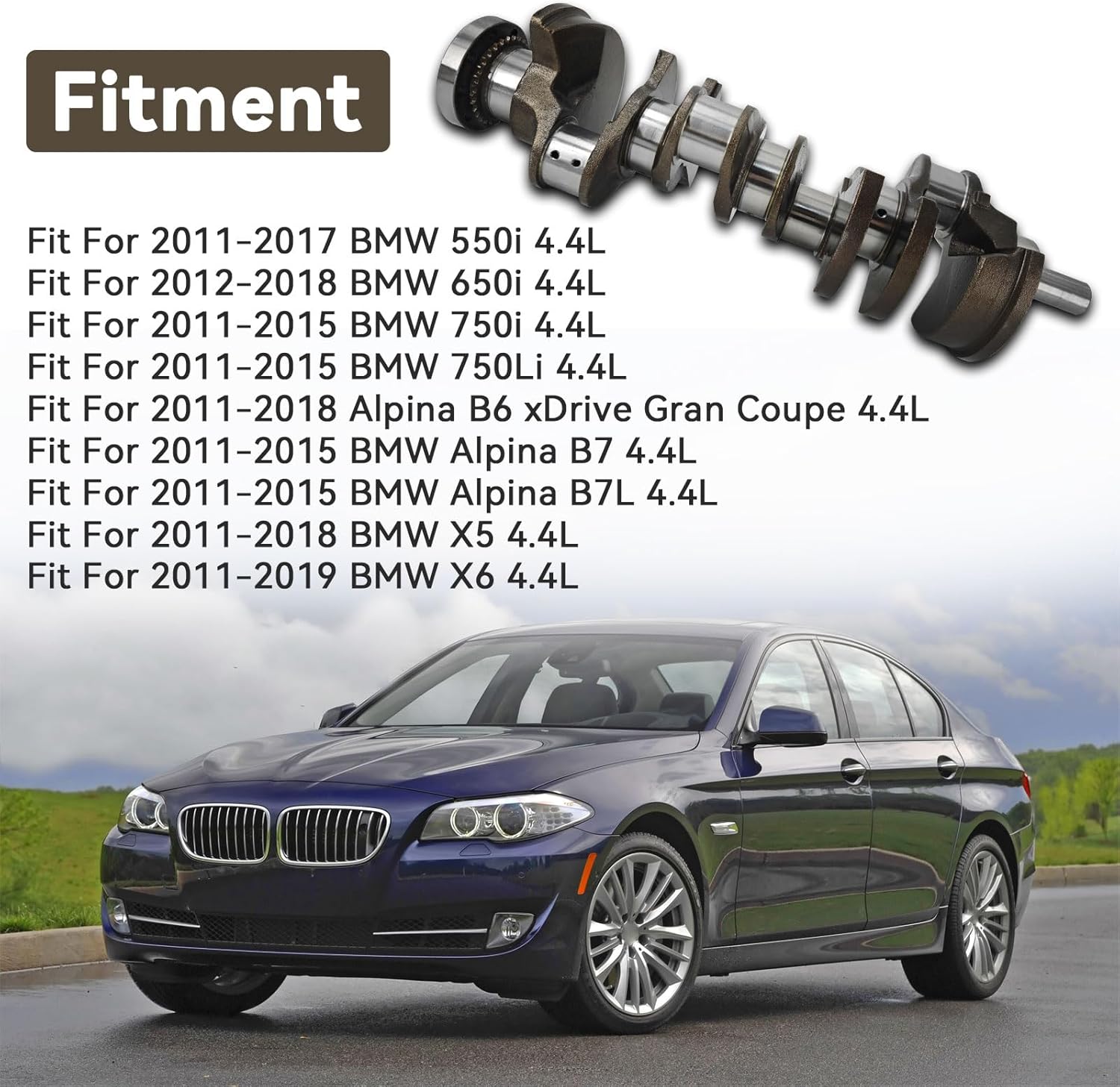 N63 Engine Crankshaft Fits For BMW 550i 650i 750i 750Li Alpina B6 B7 B7L X5 X6 F10 F12 50i 4.4L TT V8 2011-2019 11217572875 11217620981