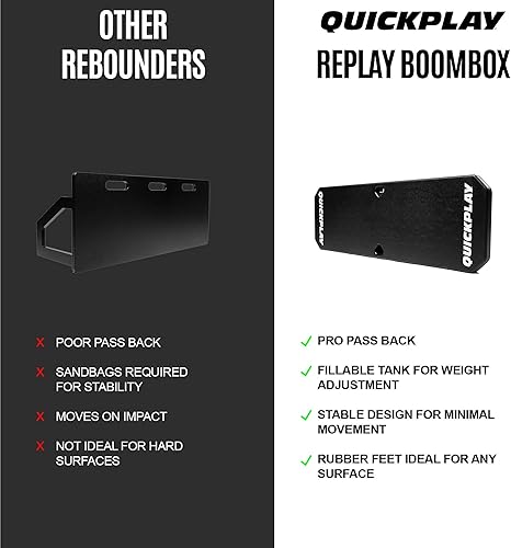 Miniatura 5 de QUICKPLAY Replay Boombox - Tabla de rebote de fútbol  Rebotador portátil de doble superficie con ángulo ajustable  Equipo de entrenamiento de fútbol