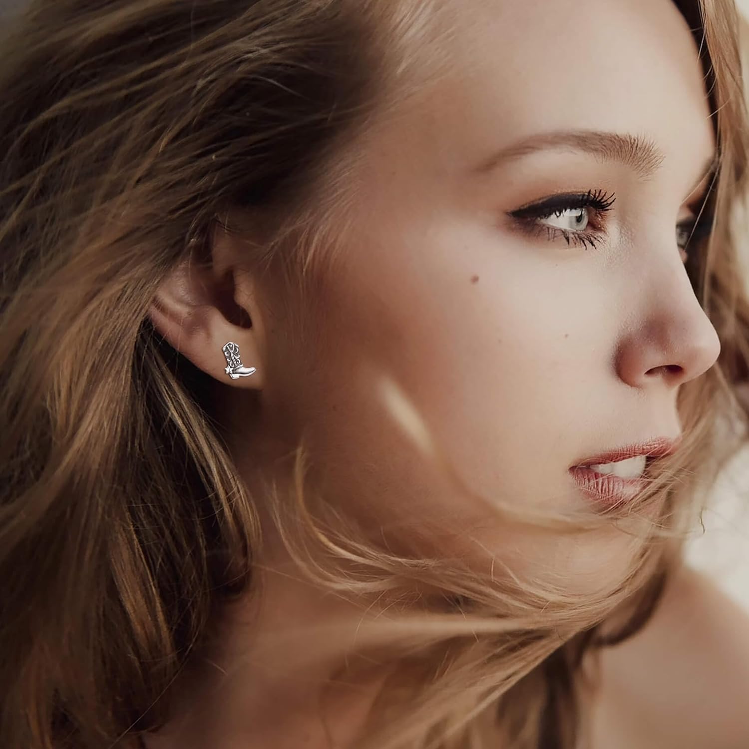 925 Sterling Silver Cowgirl Boot Earrings Stud Country Western Cowboy Jewelry Gifts for Women - Image 5