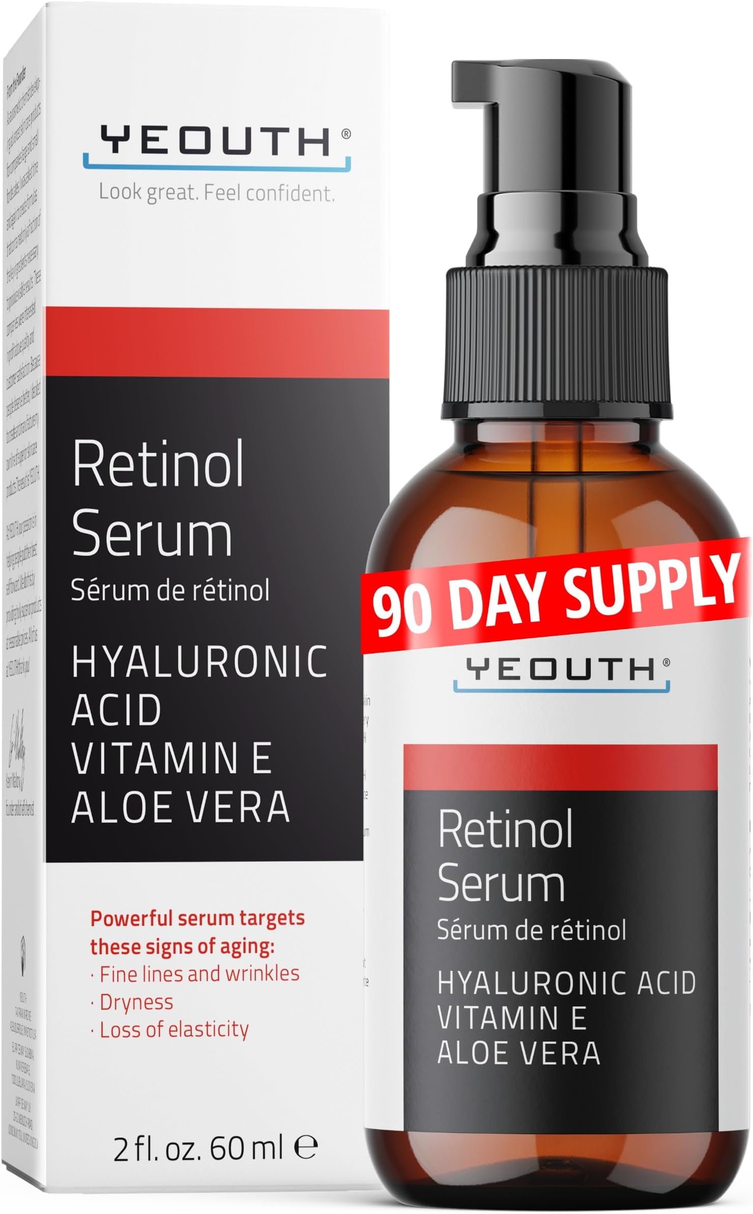 YEOUTH Retinol Serum for Face with Hyaluronic Acid & Vitamin E, Hydrating Retinol for Face, Night Serum Suitable for All Skin Types (Retinol 59 ml x 1)