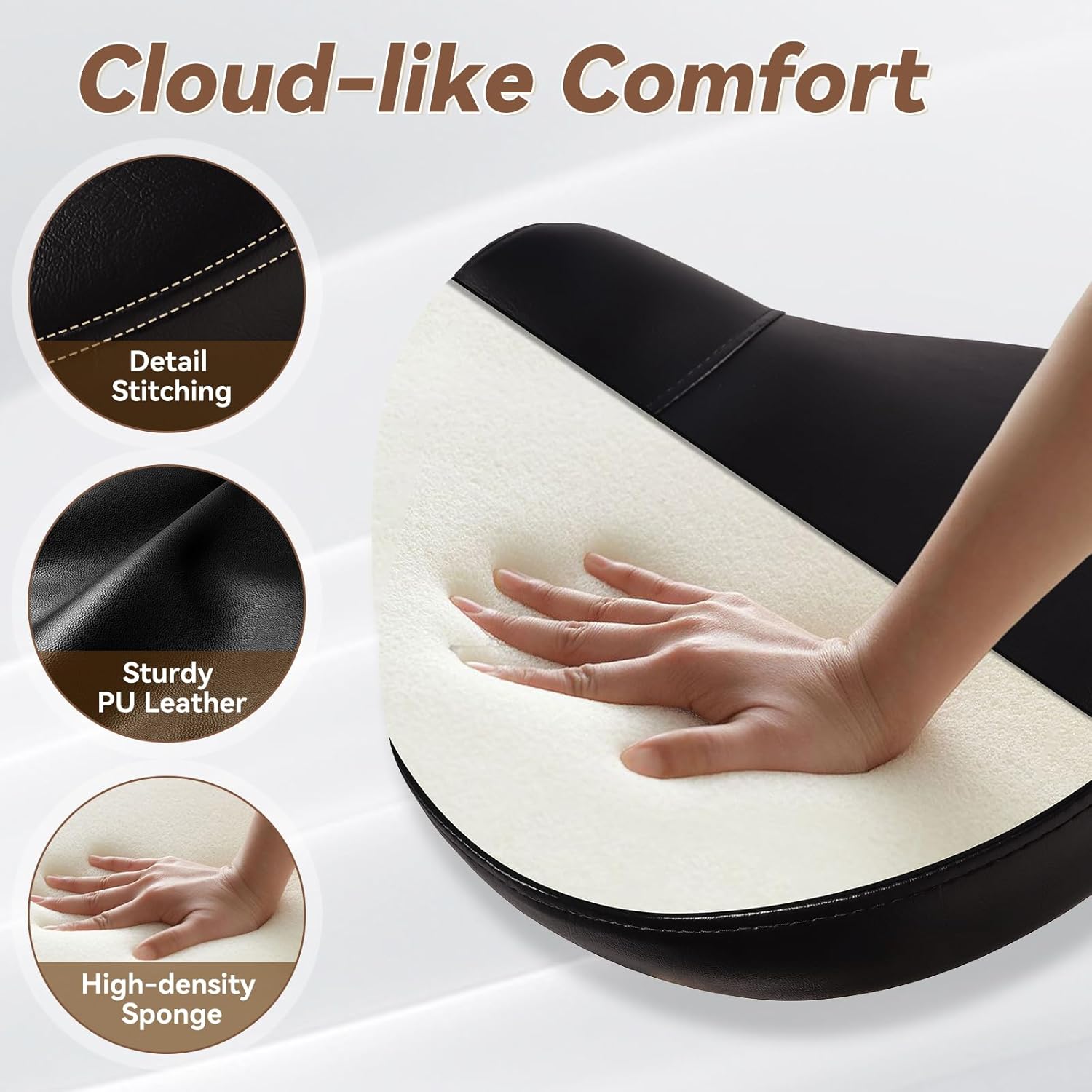 Saddle Stool Heavy Duty 400lbs - Ergonomic Thick Saddle Seat Cushion, Easy Height Adjustable, Healthy Posture No Pain, Smooth Rolling No Creaky Noises, Rolling Saddle Stool Chair with Wheels (Black1) - Image 5