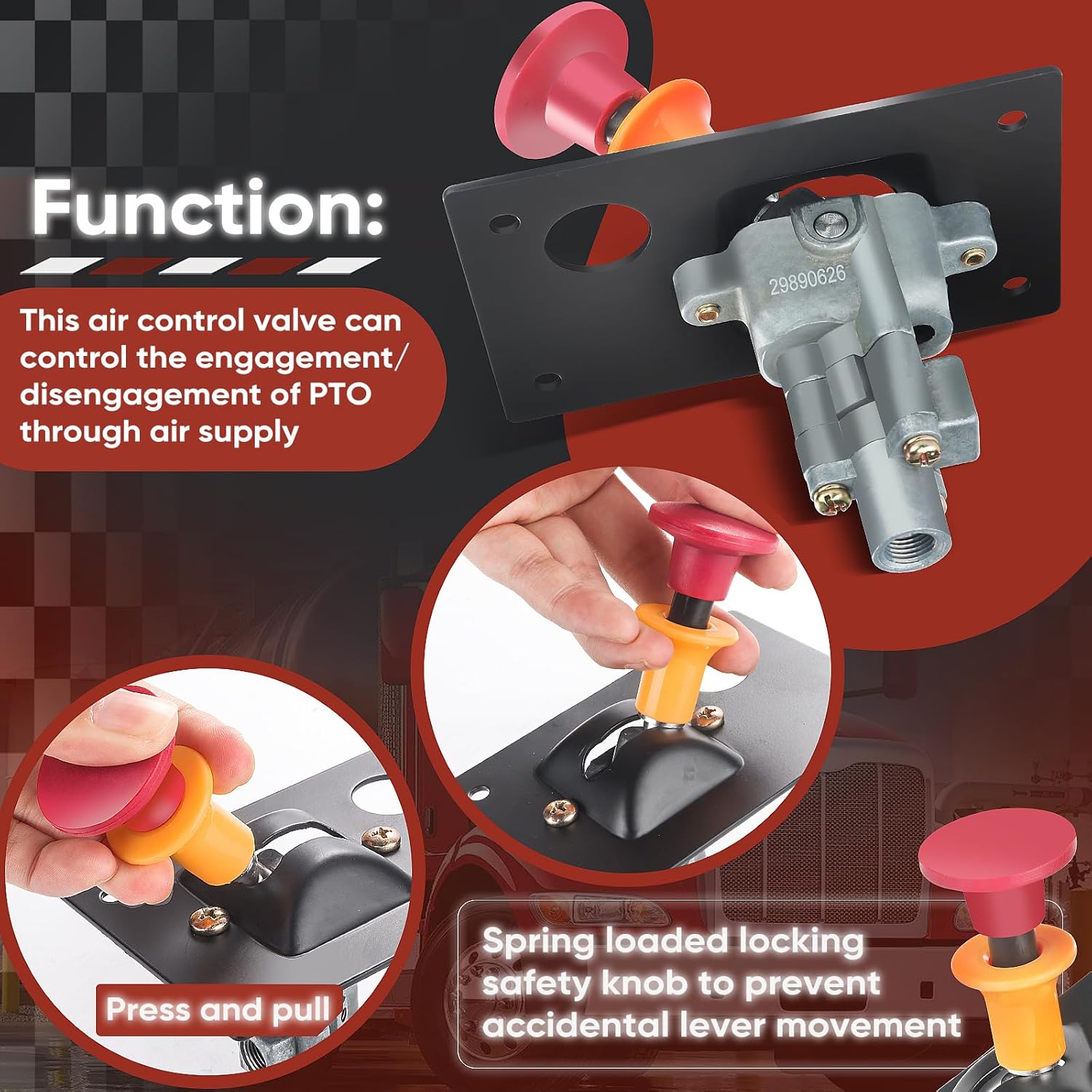 PTO Air Switch Control Valve Compatible with Positive locking 2 positions|3-way，Power Take-Off Replaces Parker 328863X 118373 L-40716