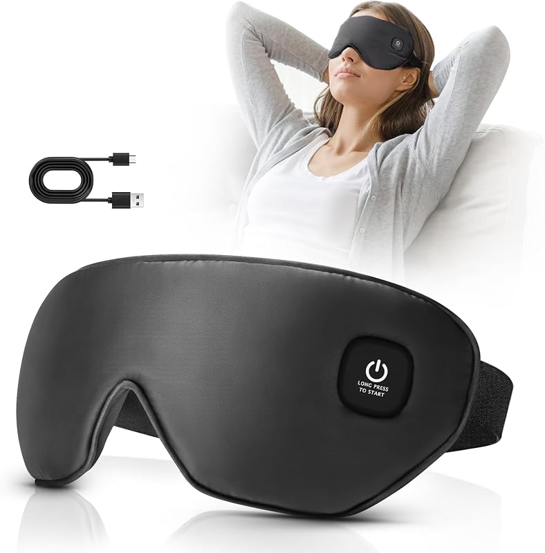 Máscara térmica para os olhos COMFYTHERA preta, sem fio, USB, 2 níveis de aquecimento e desligamento automático